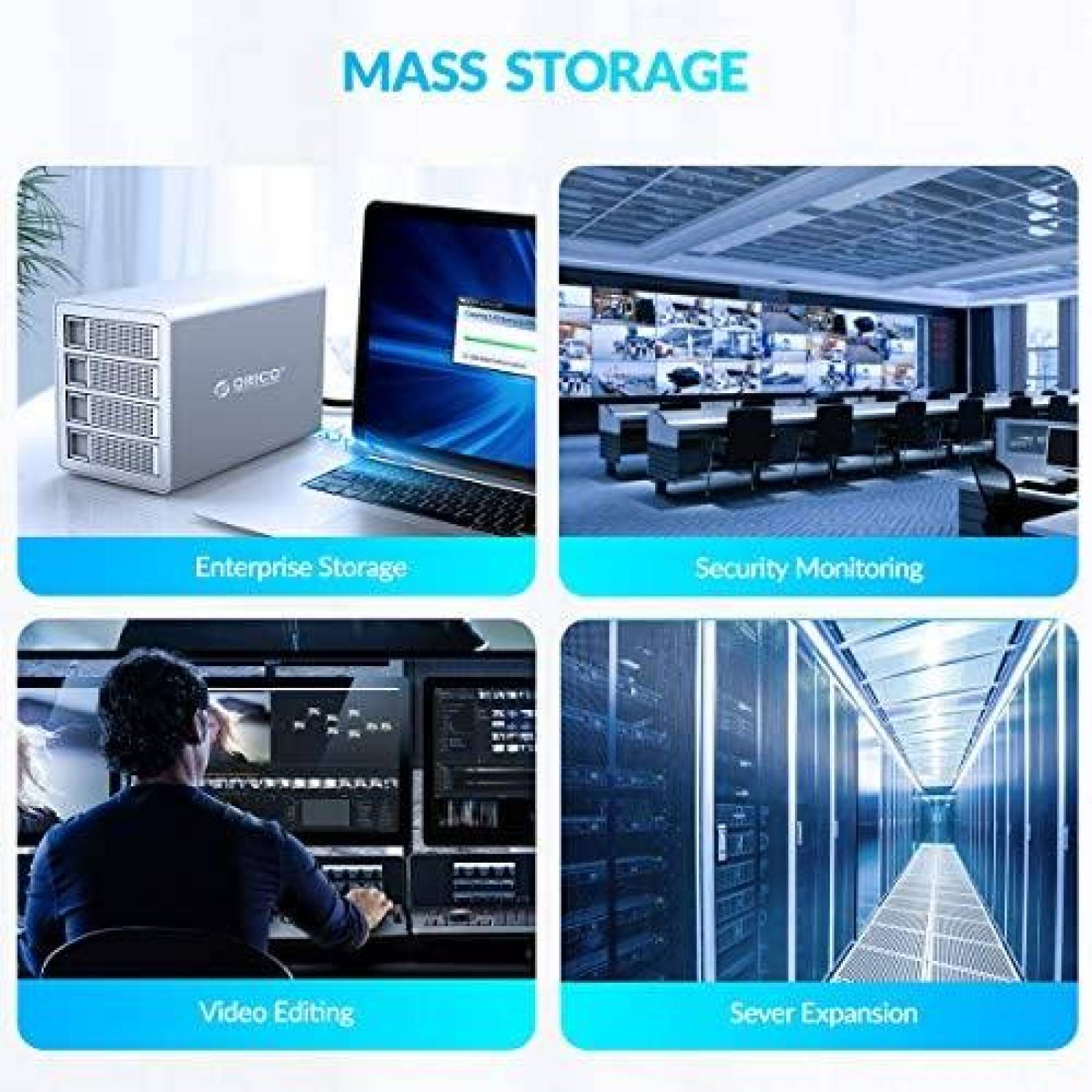 Carcasa de disco duro externo ORICO 4 Bay USB 3.0 a SATA