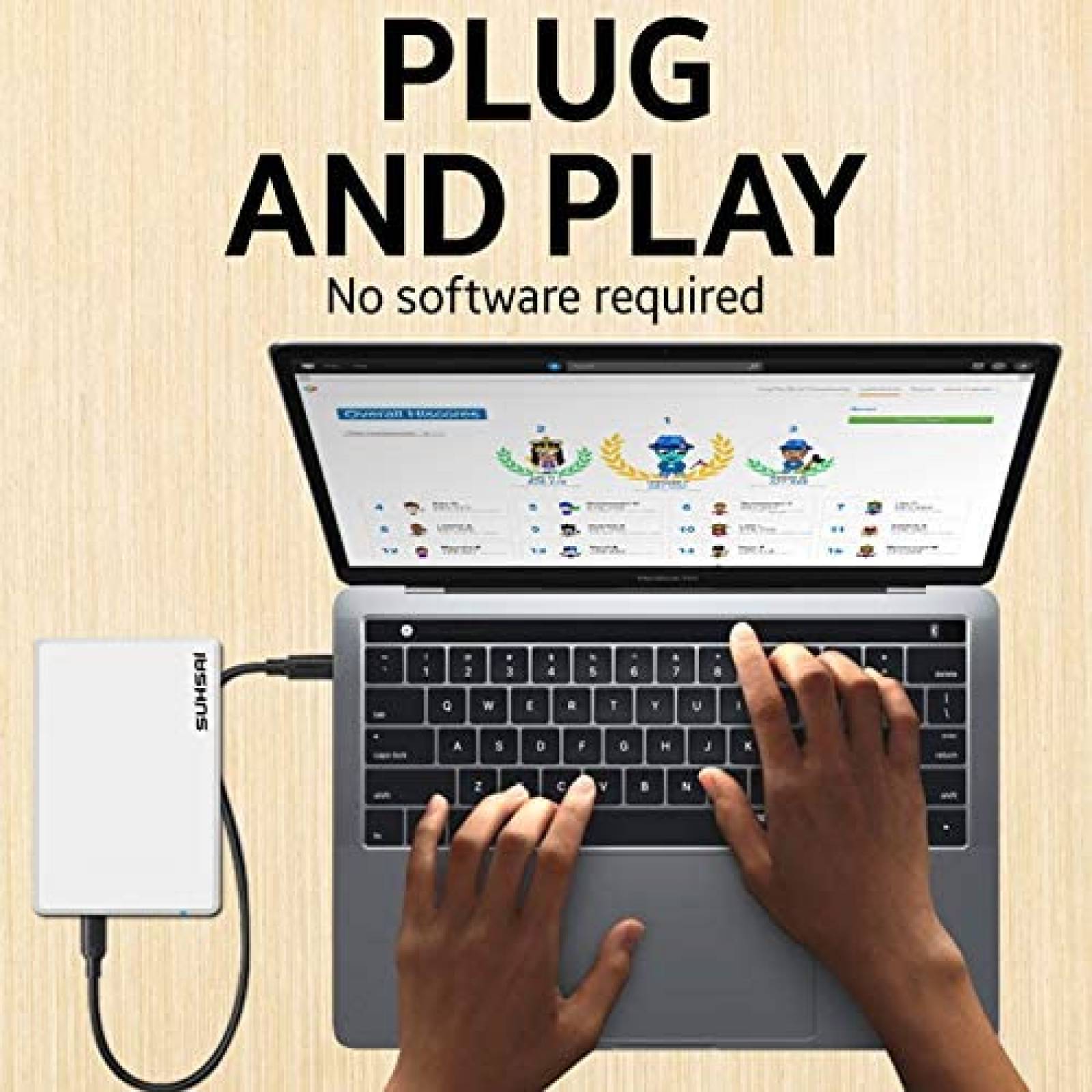 Disco Duro Externo SUHSAI USB Ligero Porttil 500GB -Blanco