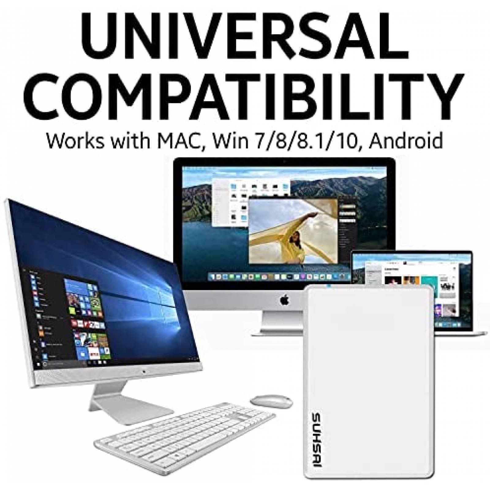 Disco Duro Externo SUHSAI USB Ligero Porttil 500GB -Blanco