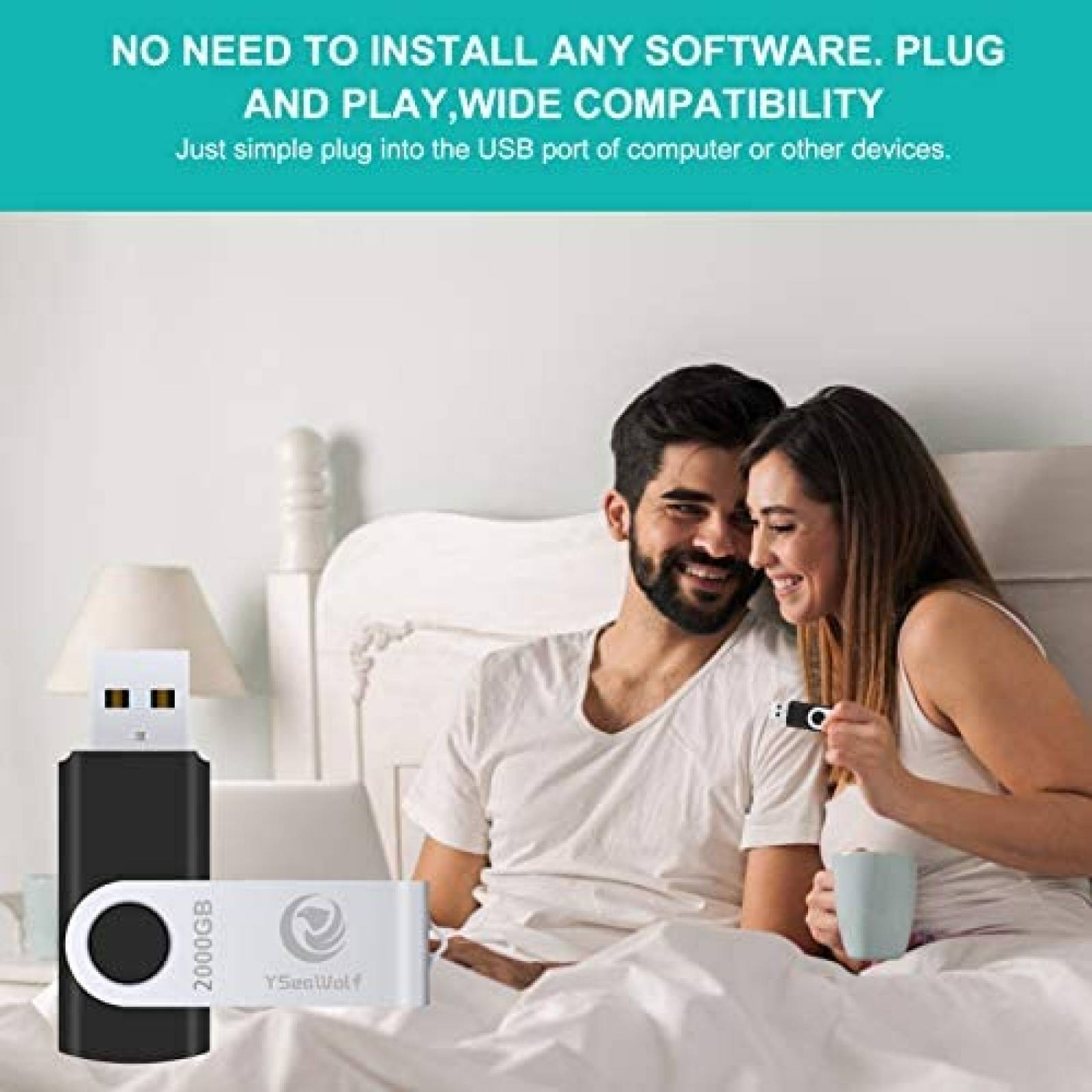 Unidad flash USB YSeaWolf de 2000 GB USB 2.0 -Negro