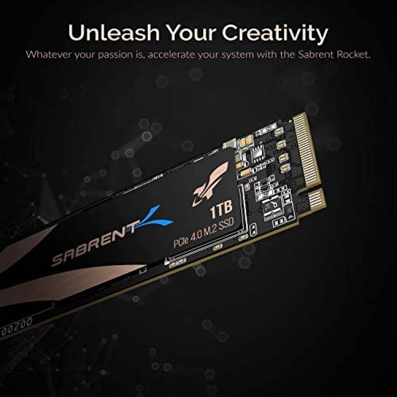 SSD Interno Sabrent Rocket 1TB NVMe 4.0 Gen4 PCIe M.2 -Negro
