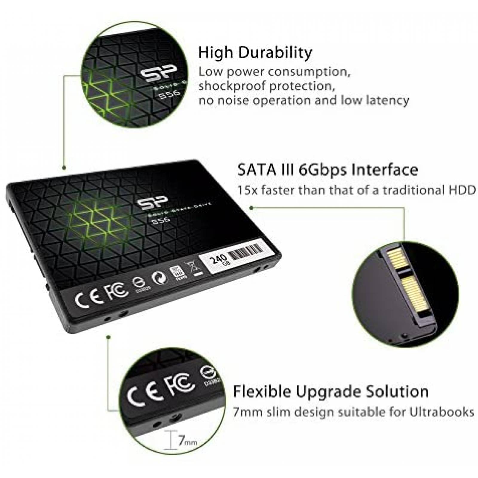 Unidad de Estado Slido Silicon Power 240GB 530Mbps -Negro