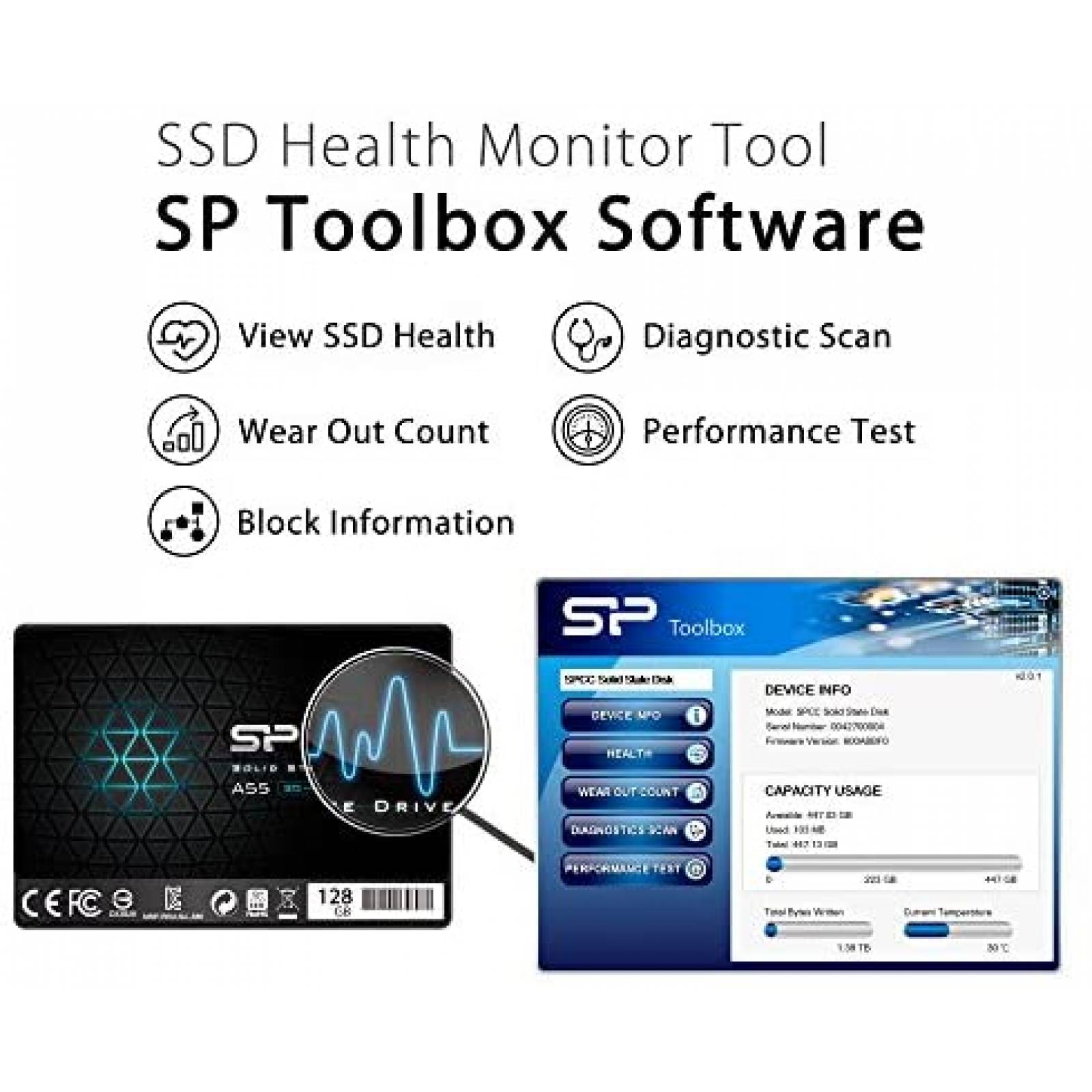 Unidad de Estado Slido SP Silicon Power 128GB SSD -Negro