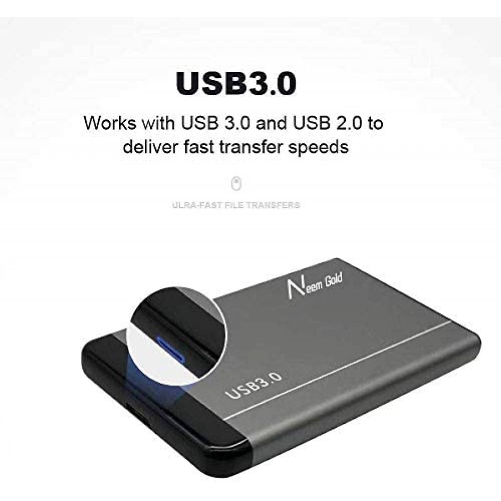 Memoria externa U&D 2.5" Compatible 500GB USB3.0 -Gris