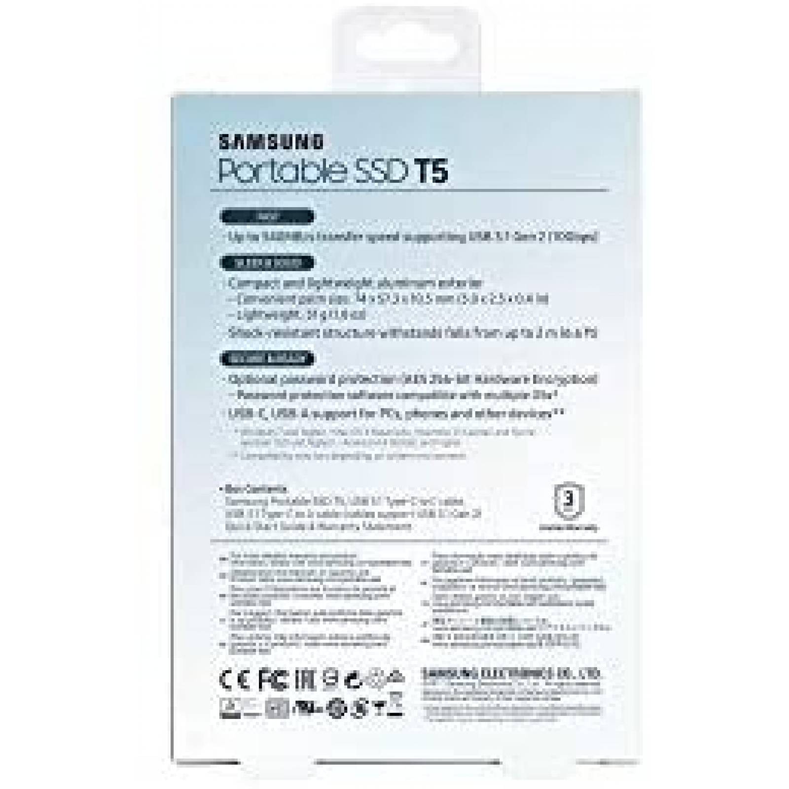 Disco Duro Externo Samsung T5 USB 500GB Porttil -Azul