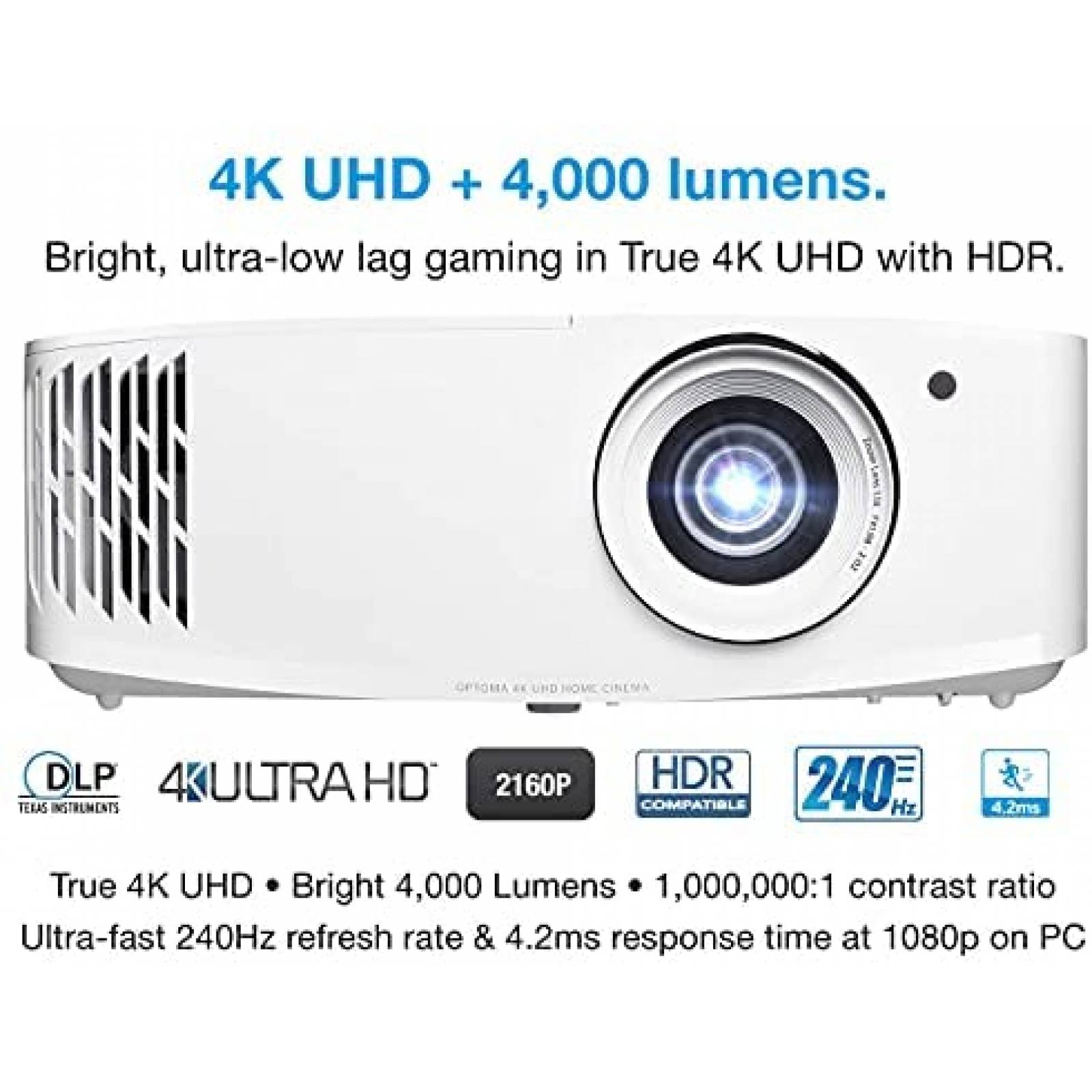 Proyector Optoma UHD38 1080p 4000 Lum 240Hz -Blanco