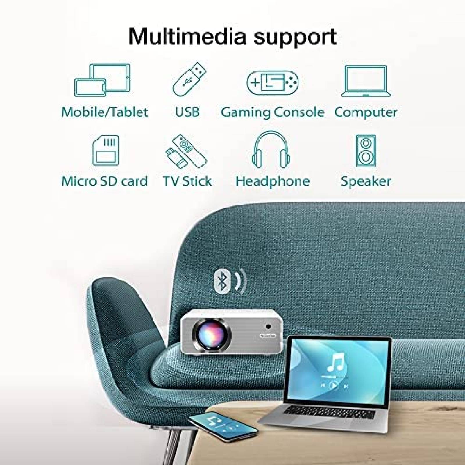 Proyector EZCast Beam H3 5GHz 1080p de 10600 Lumenes -Gris