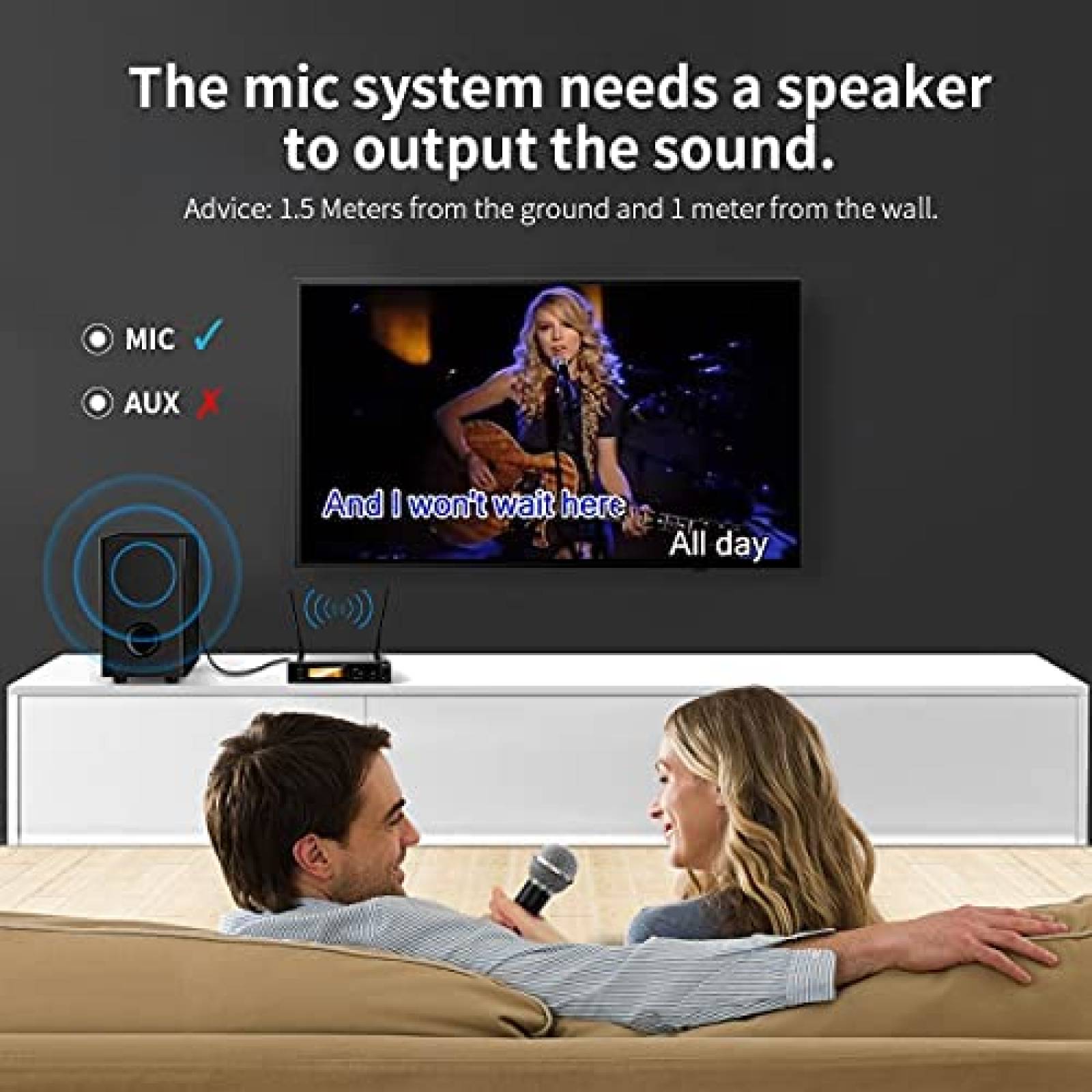 Sistema de Microfono Inalambrico GEARDON para Karaoke -Negro