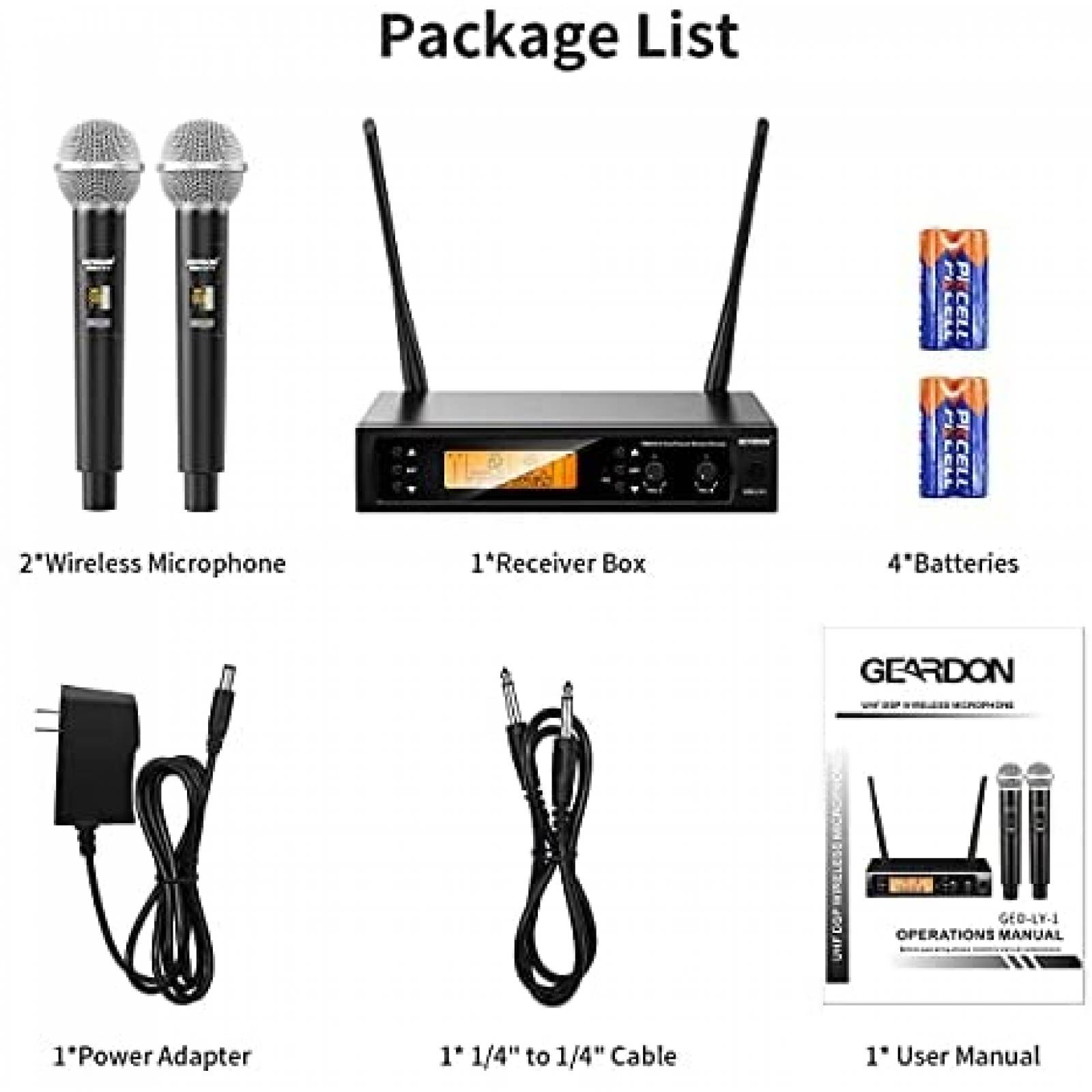 Sistema de Microfono Inalambrico GEARDON para Karaoke -Negro