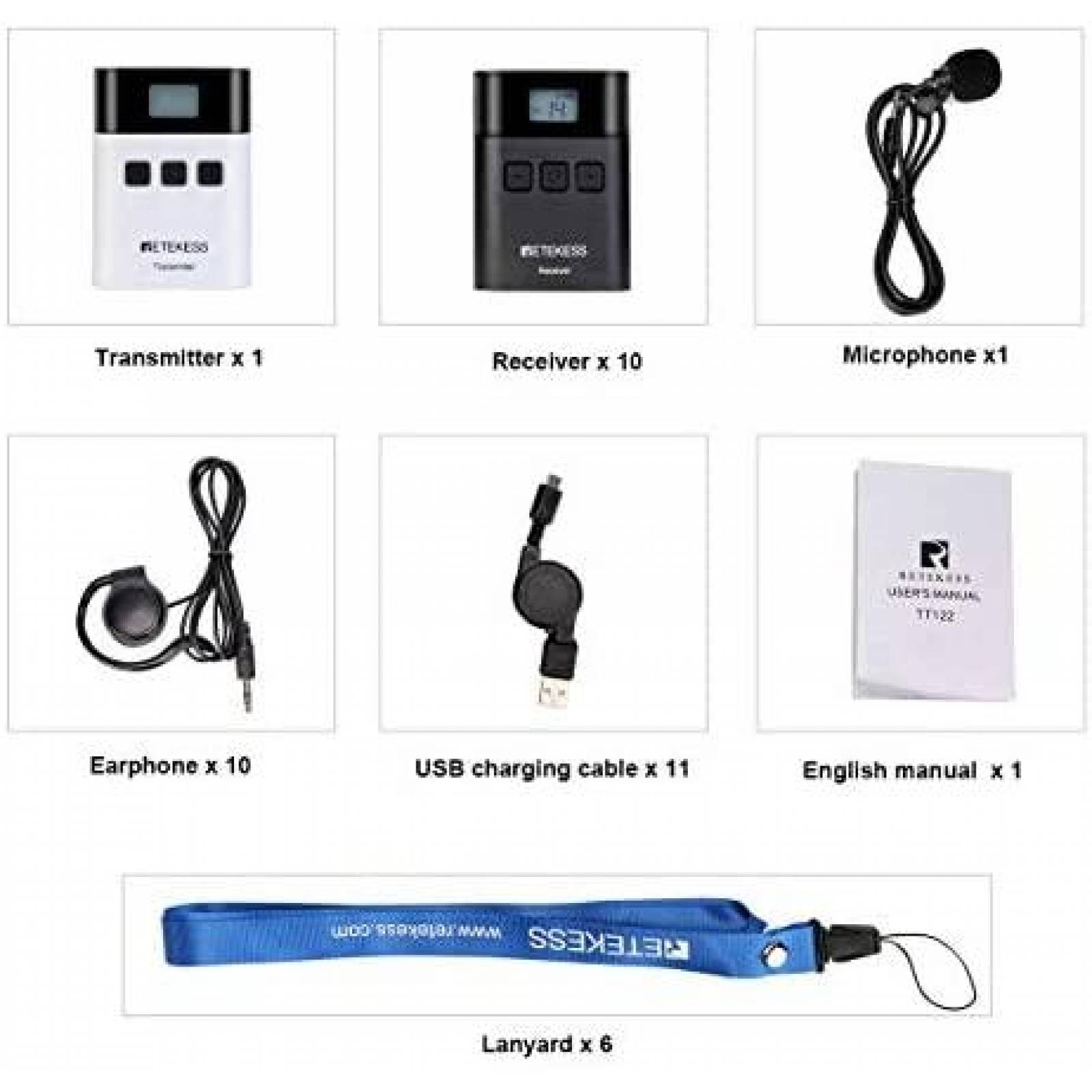 Audio transmisor Retekess FF9488A-F9488BX5 5 receptores