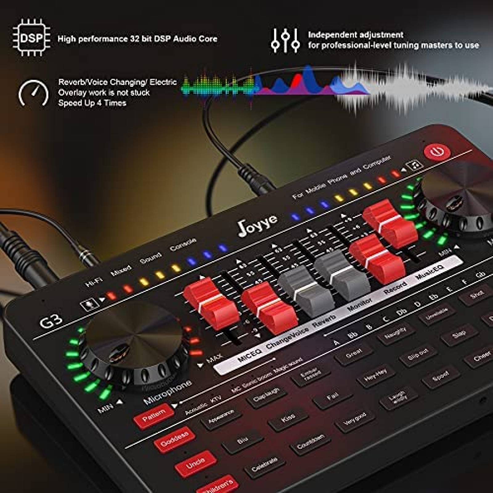 Mezcladora para DJ Portatil Joyye c/Micrfono de Condensador