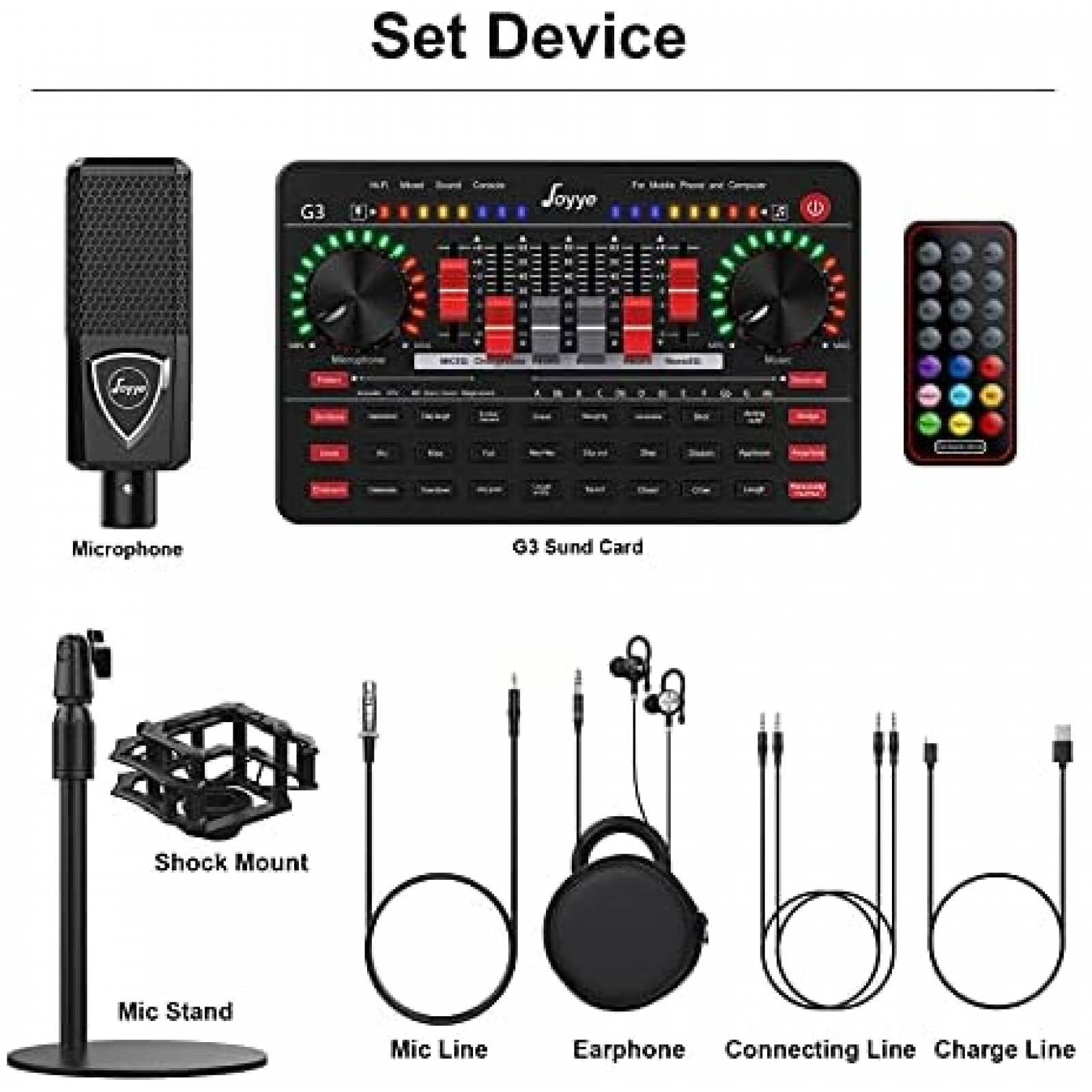 Mezcladora para DJ Portatil Joyye c/Micrfono de Condensador