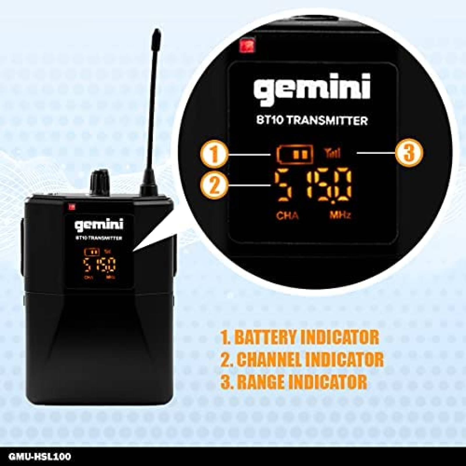 Micrfono de solapa Gemini Sound con adaptador inalmbrico