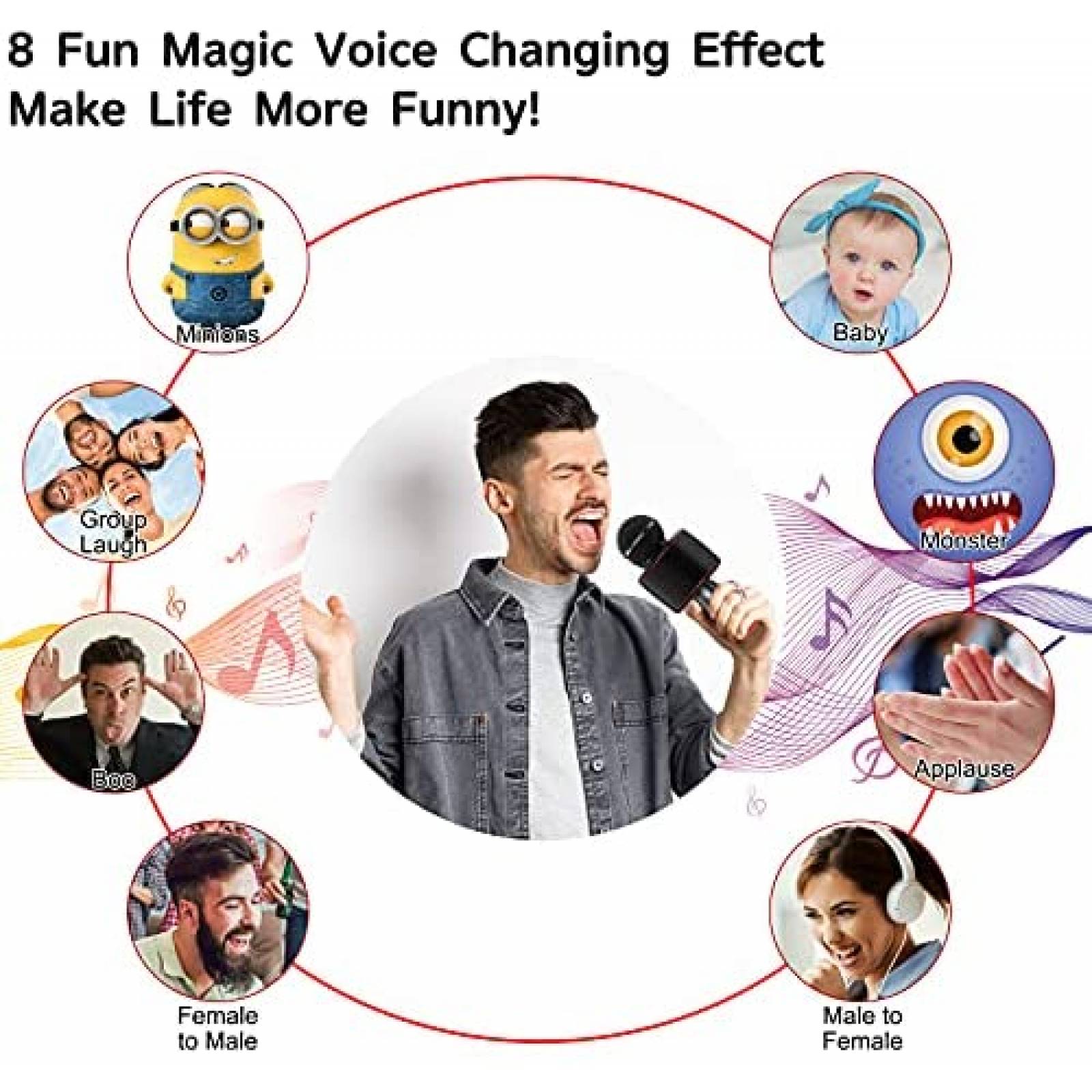 Micrfono AspeX Inalmbrico Bluetooth Karaoke -Negro