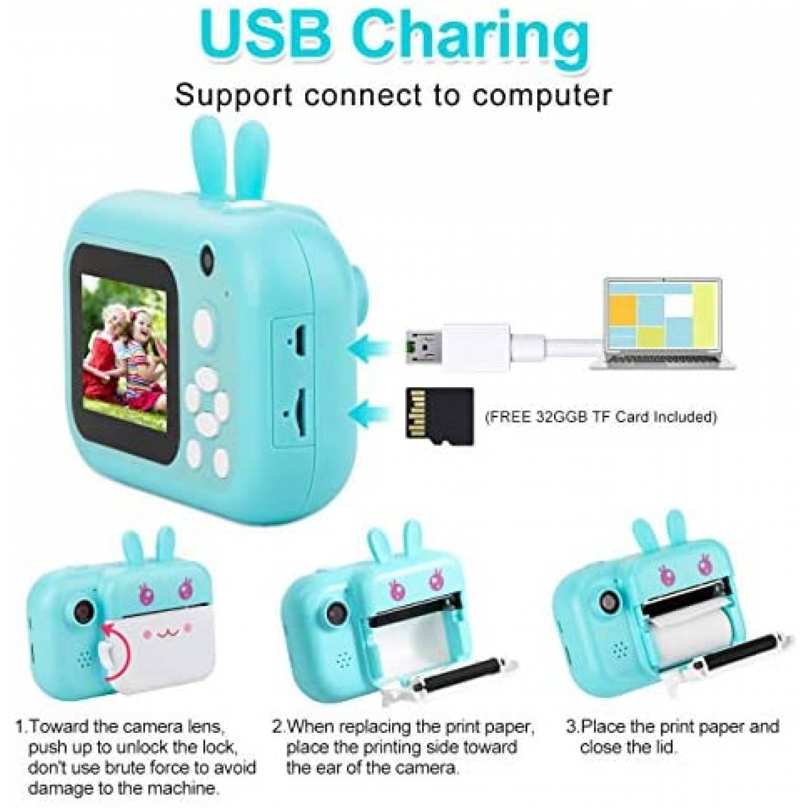 Cmara Infantil MiniBear Digital 40MP 2.4" 32GB Selfie