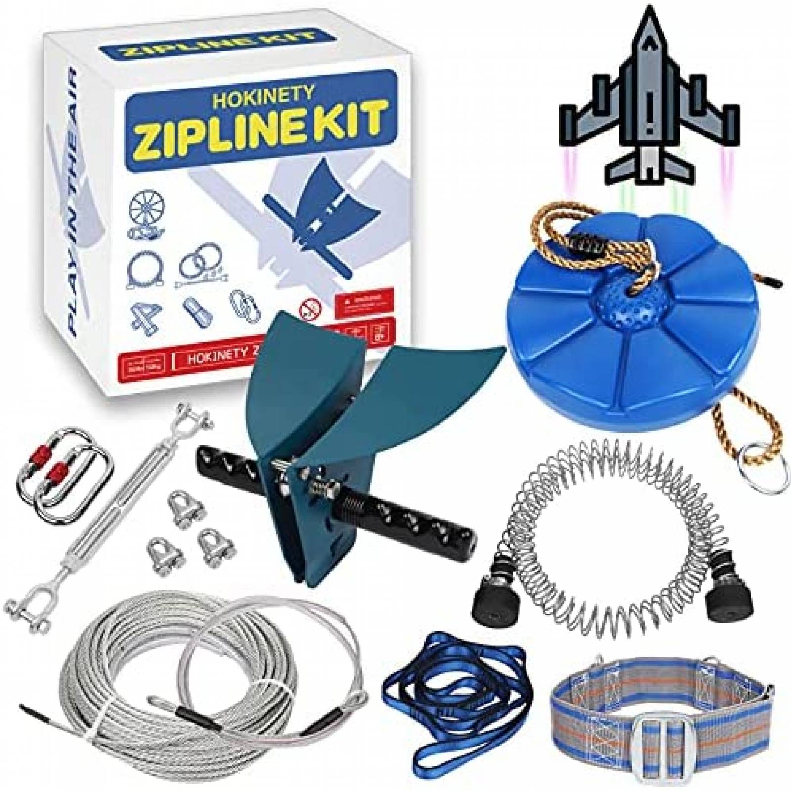 Tirolesa para nios HOKINETY Zip line 120 pies Equipo 330lb