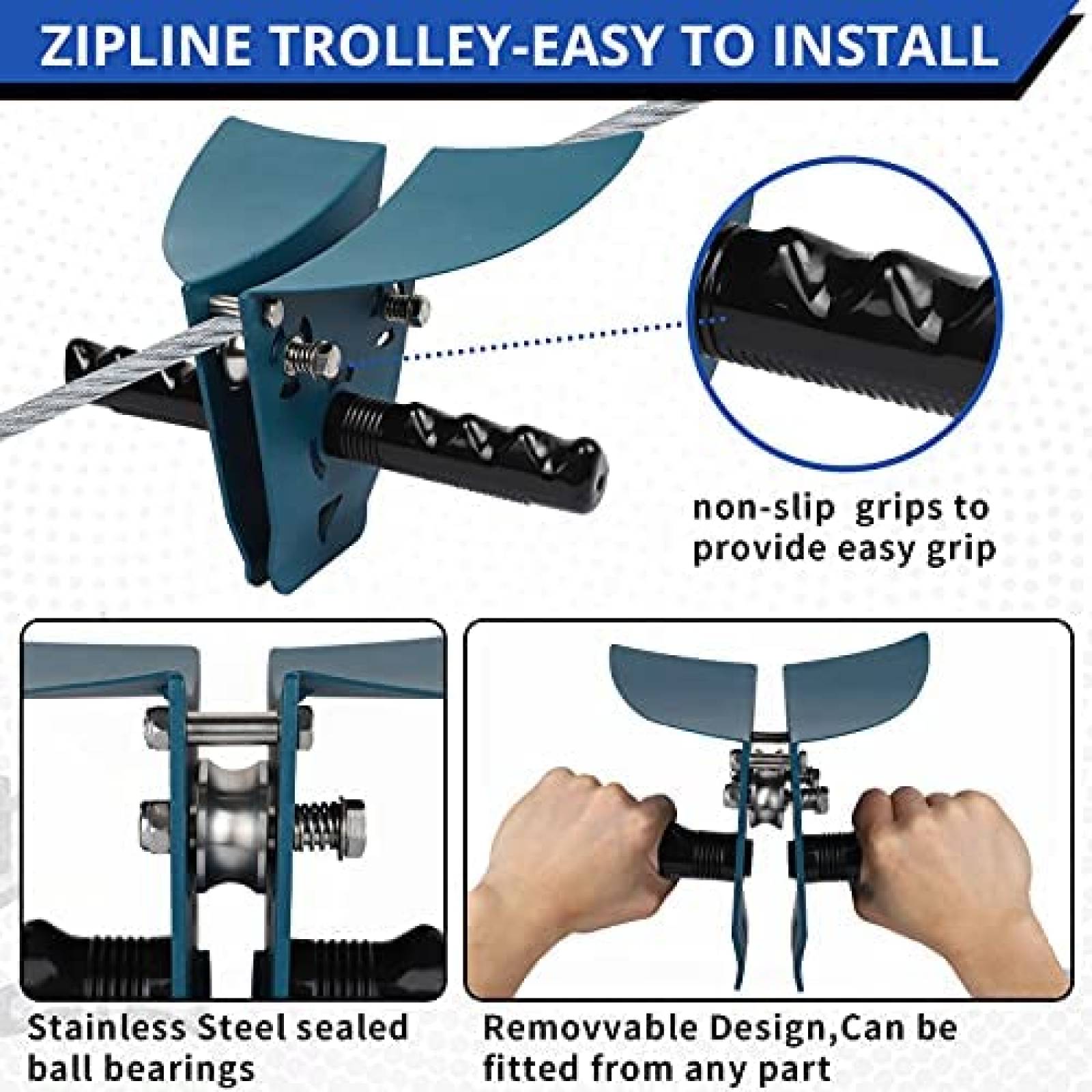 Tirolesa para nios HOKINETY Zip line 120 pies Equipo 330lb