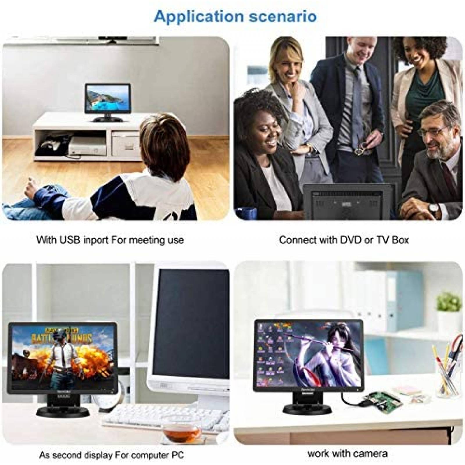 Monitor Benmiuko de 14'' 1024x768 HD HDMI/USB/VGA -Negro