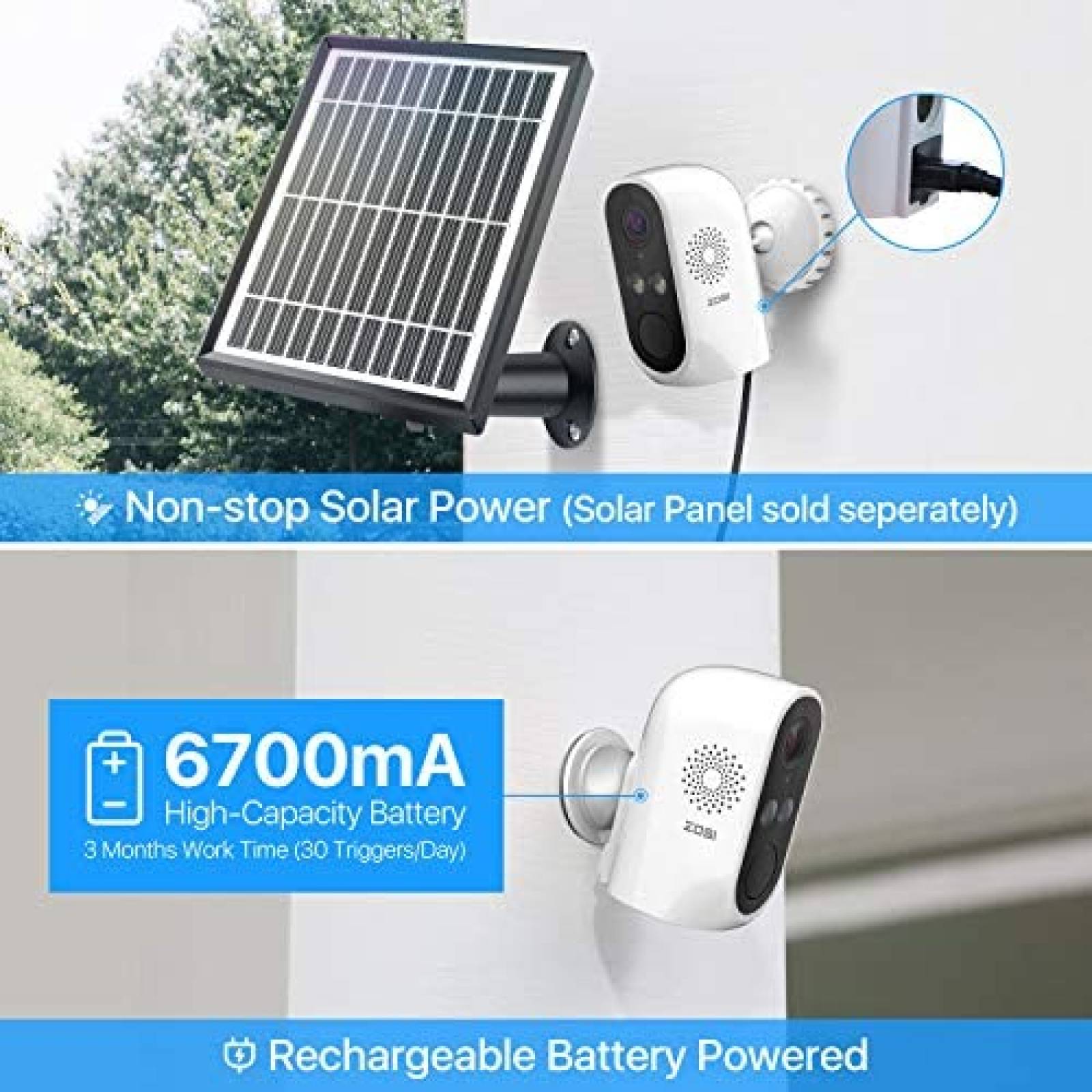 Cmara Seguridad ZOSI C1 WiFi Audio Visin Nocturna -Blanco