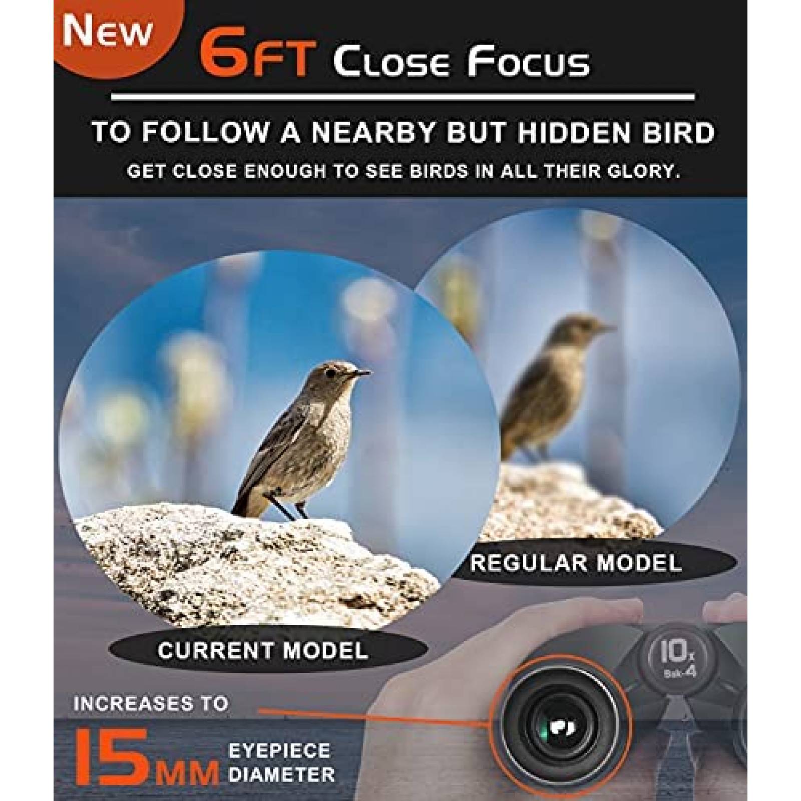 Binoculares Alatino 10x25 compactos 6ft de enfoque -Negro