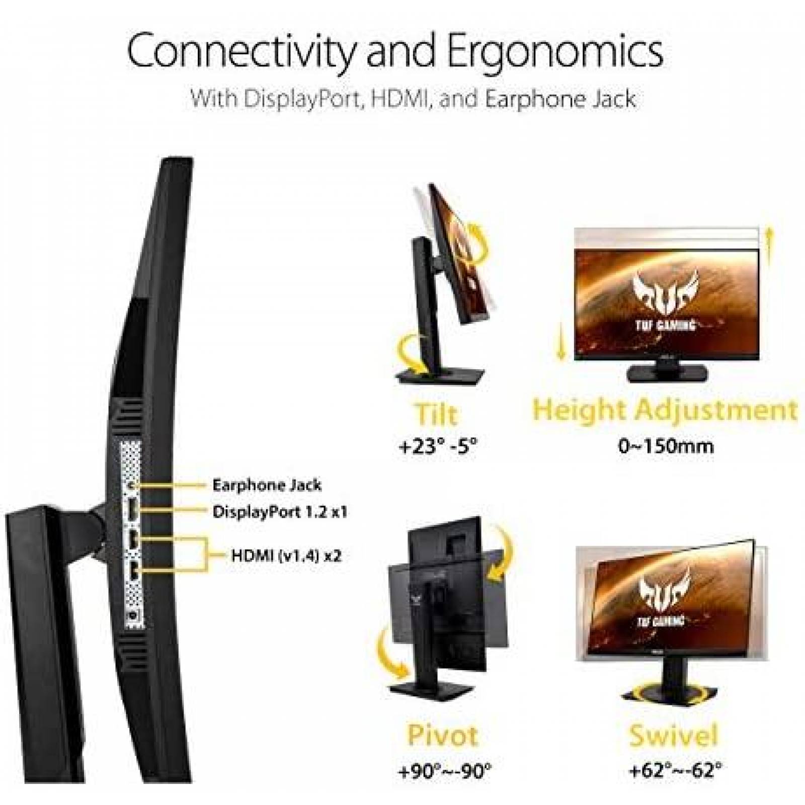 Monitor ASUS 1080p 165Hz HDMI Pantalla LCD de 23.6" -Negro