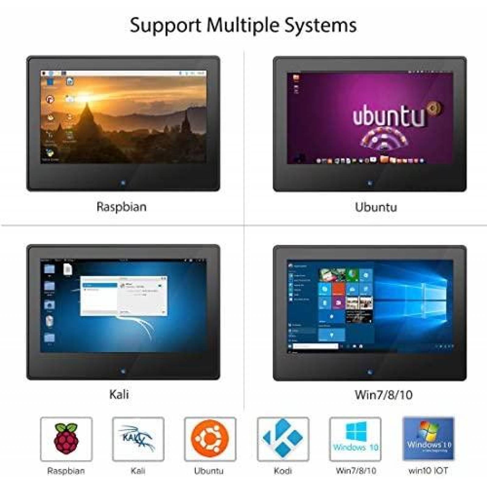 Monitor Electrow Raspberry Pi 7" 1024x600 USB -Negro