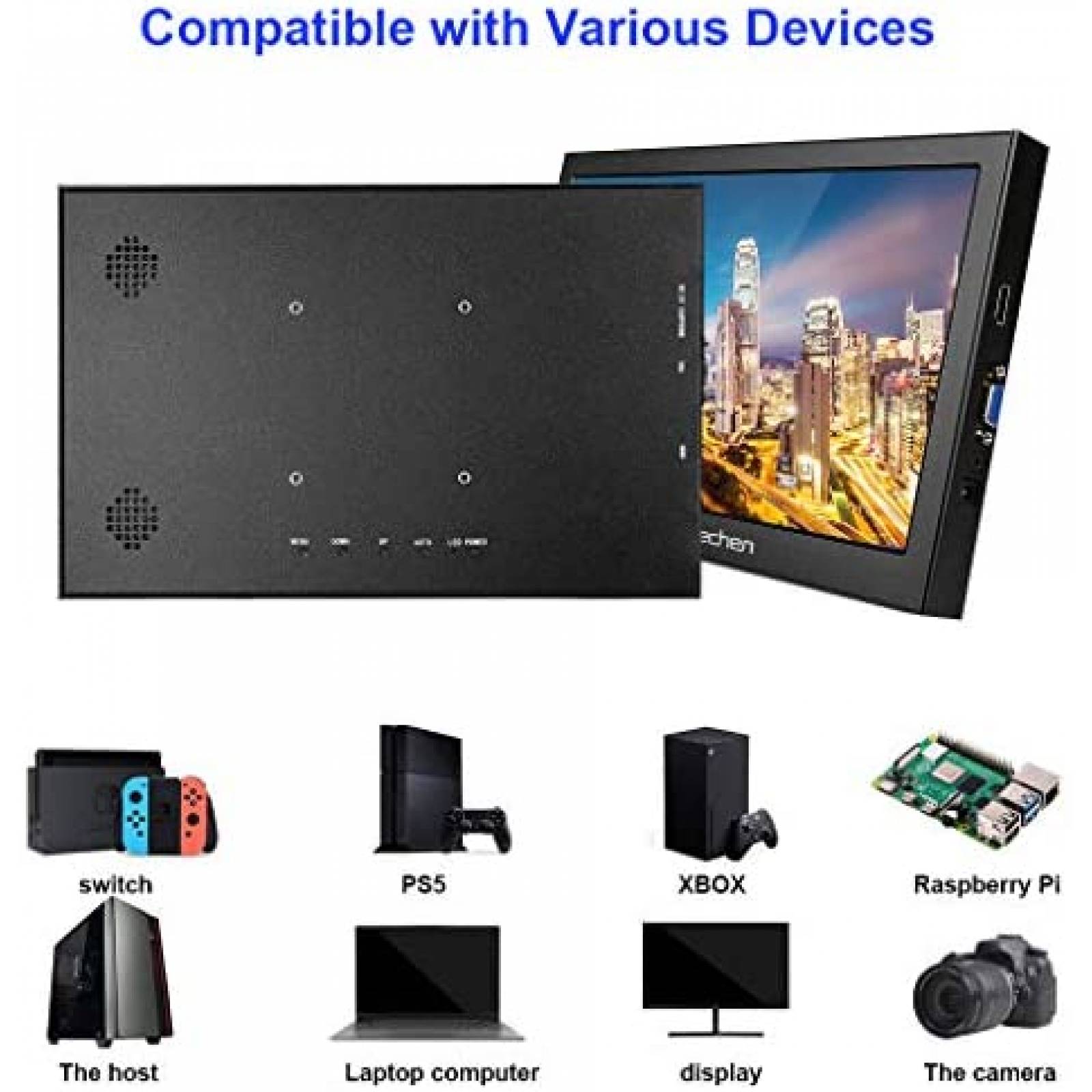 Monitor Prechen Externo HDMI LCD Laptop compatible -Negro