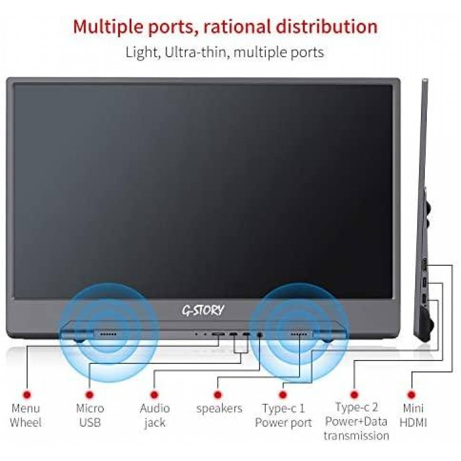 Monitor Porttil G-STORY 15.6'' FHD 1080P 144Hz -Negro