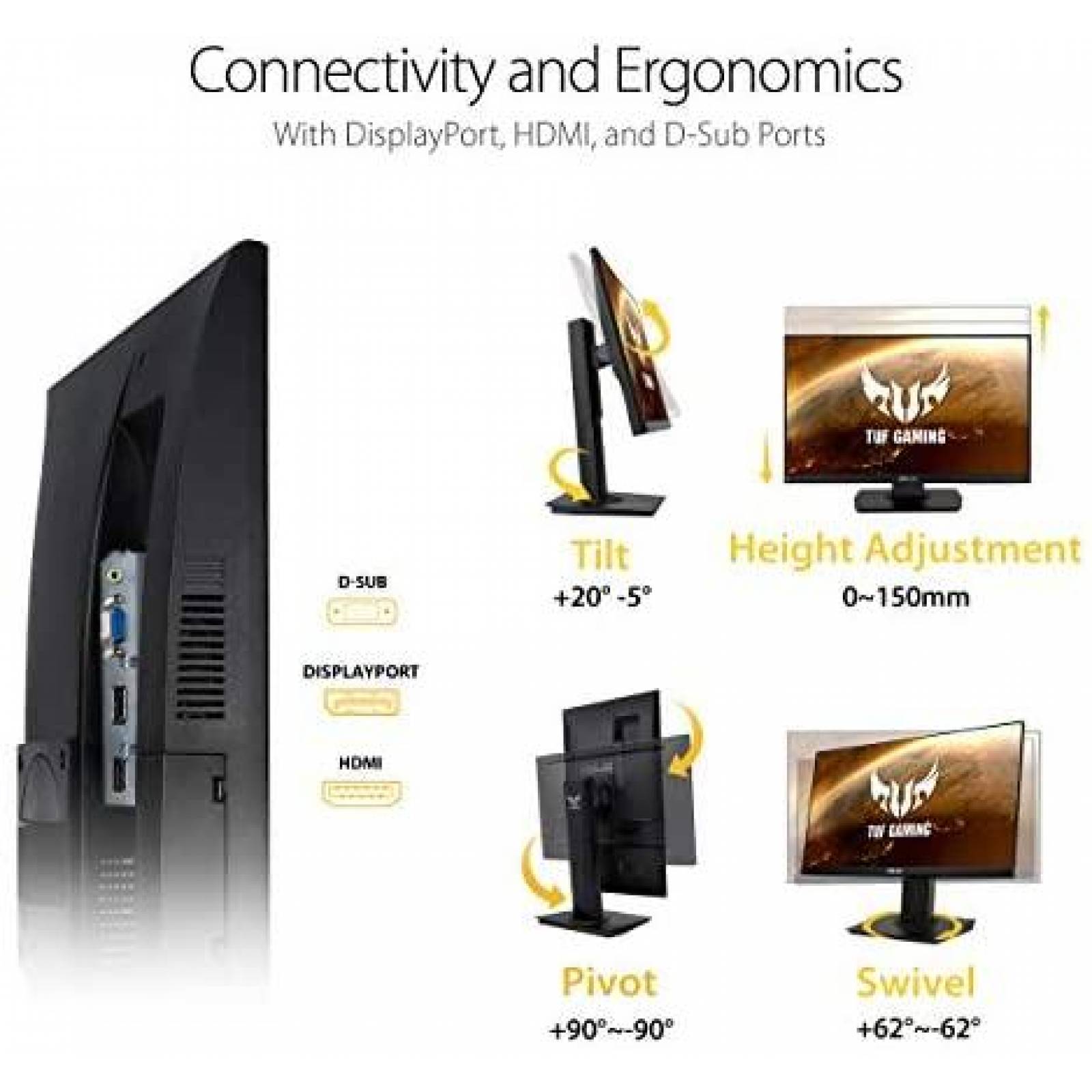 Monitor Asus TUF 23.8 144Hz Full HD HDMI 1ms IPS -Negro