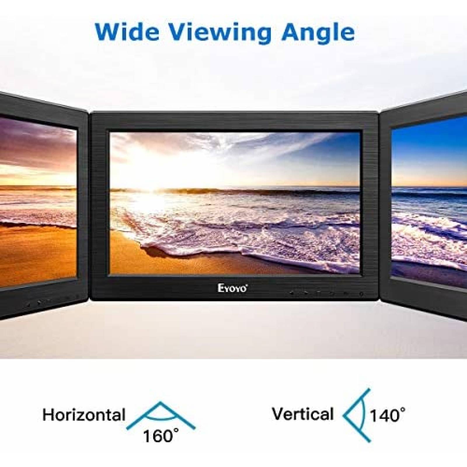 Monitor Eyoyo K1223 12" LCD AV HDMI VGA 1366x768 -Negro