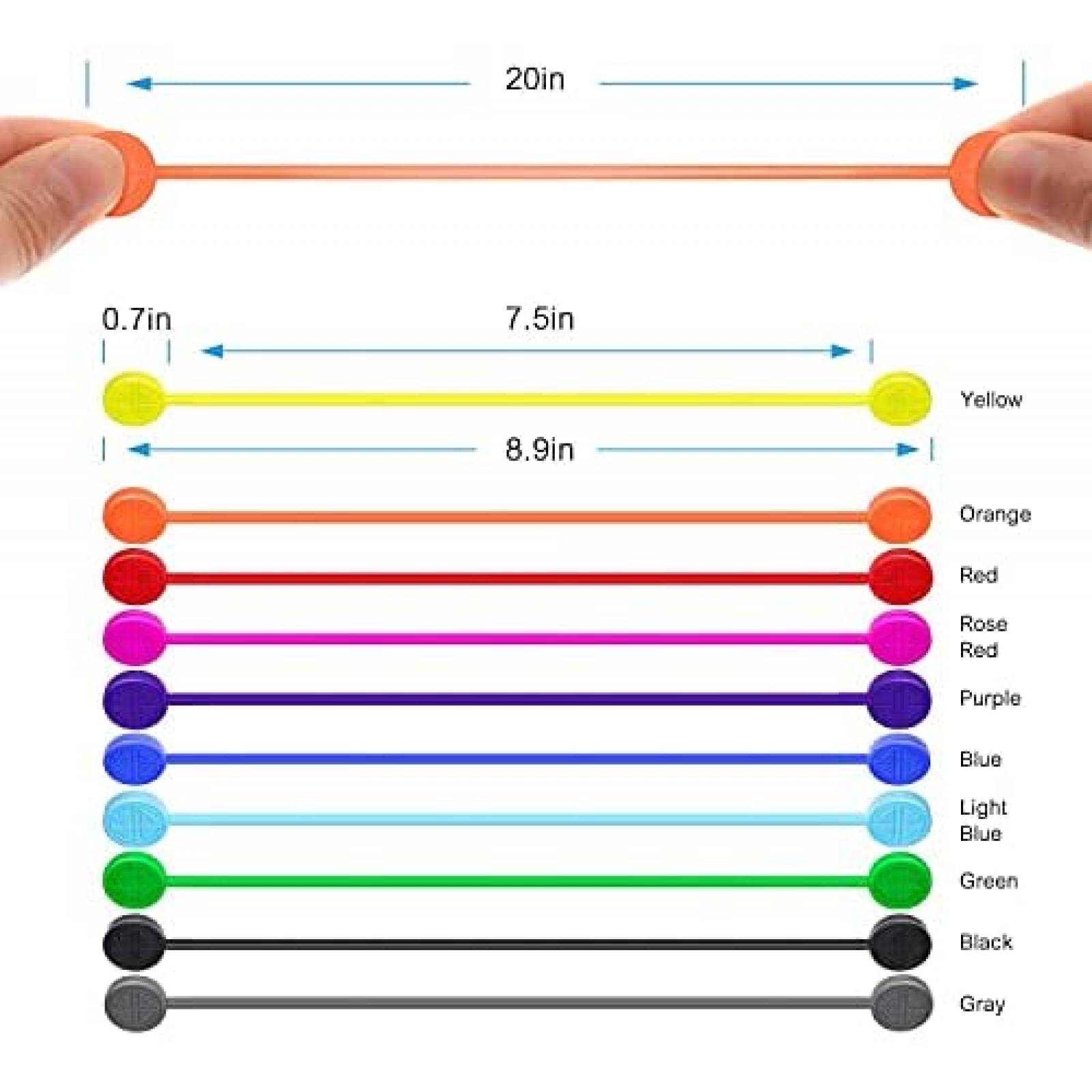 Tiras Silicon SILVIA-A Magnetica 8.9" 20 unidades -Naranja