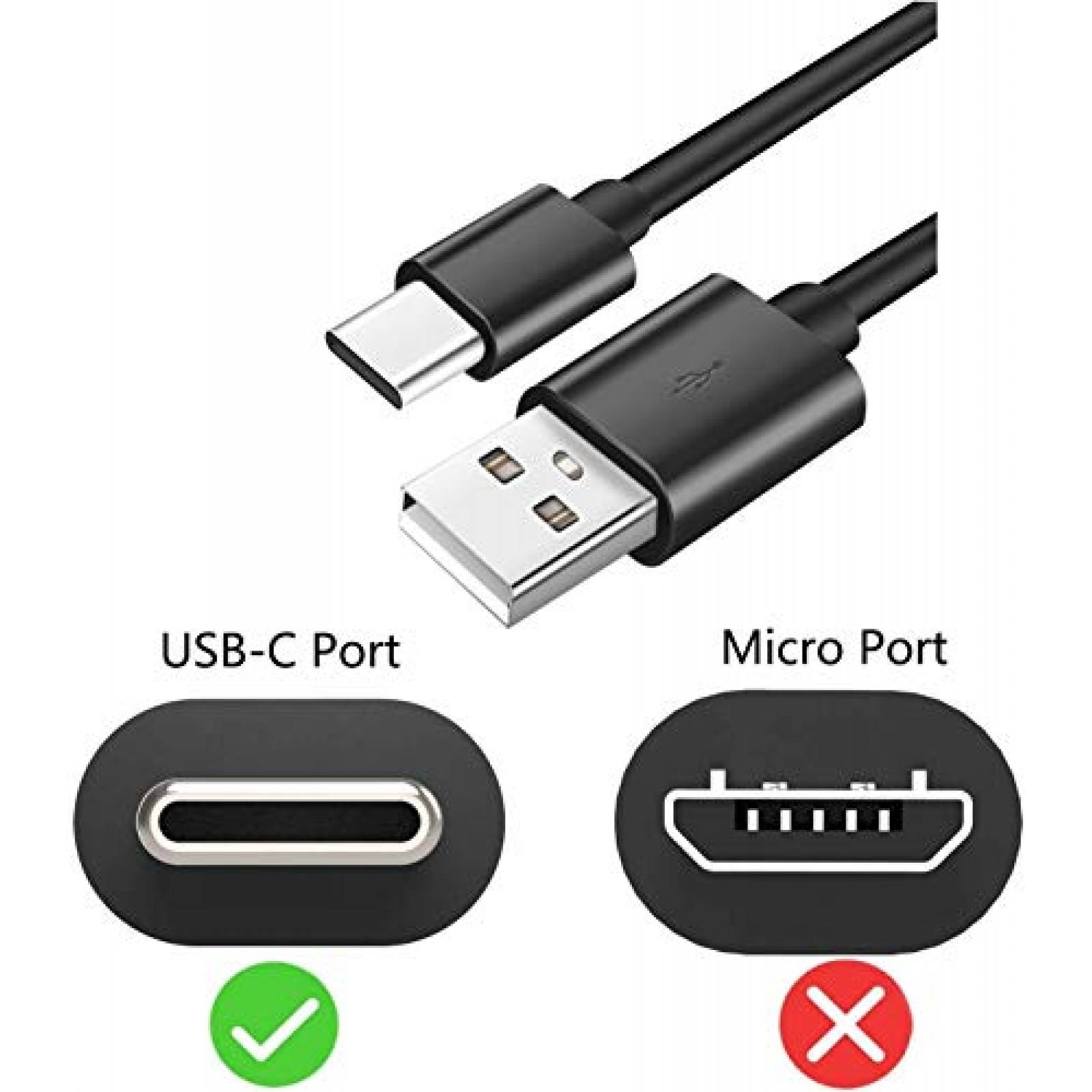 Cable cargador USB A a USB tipo C OEM1 de 5ft -Negro