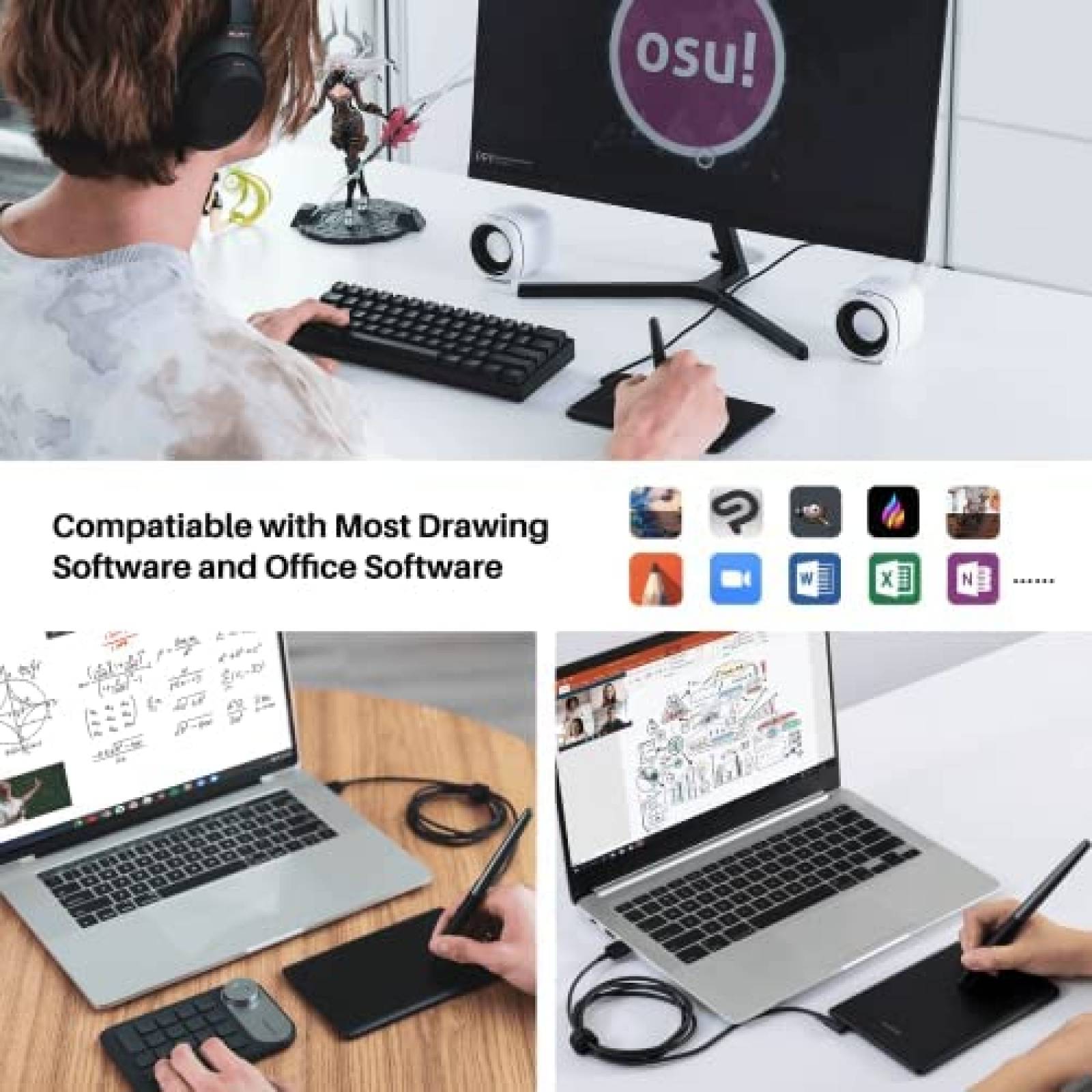 Tableta Grafica HUION H420X USB C de ''4.17x2.6'' -Negro