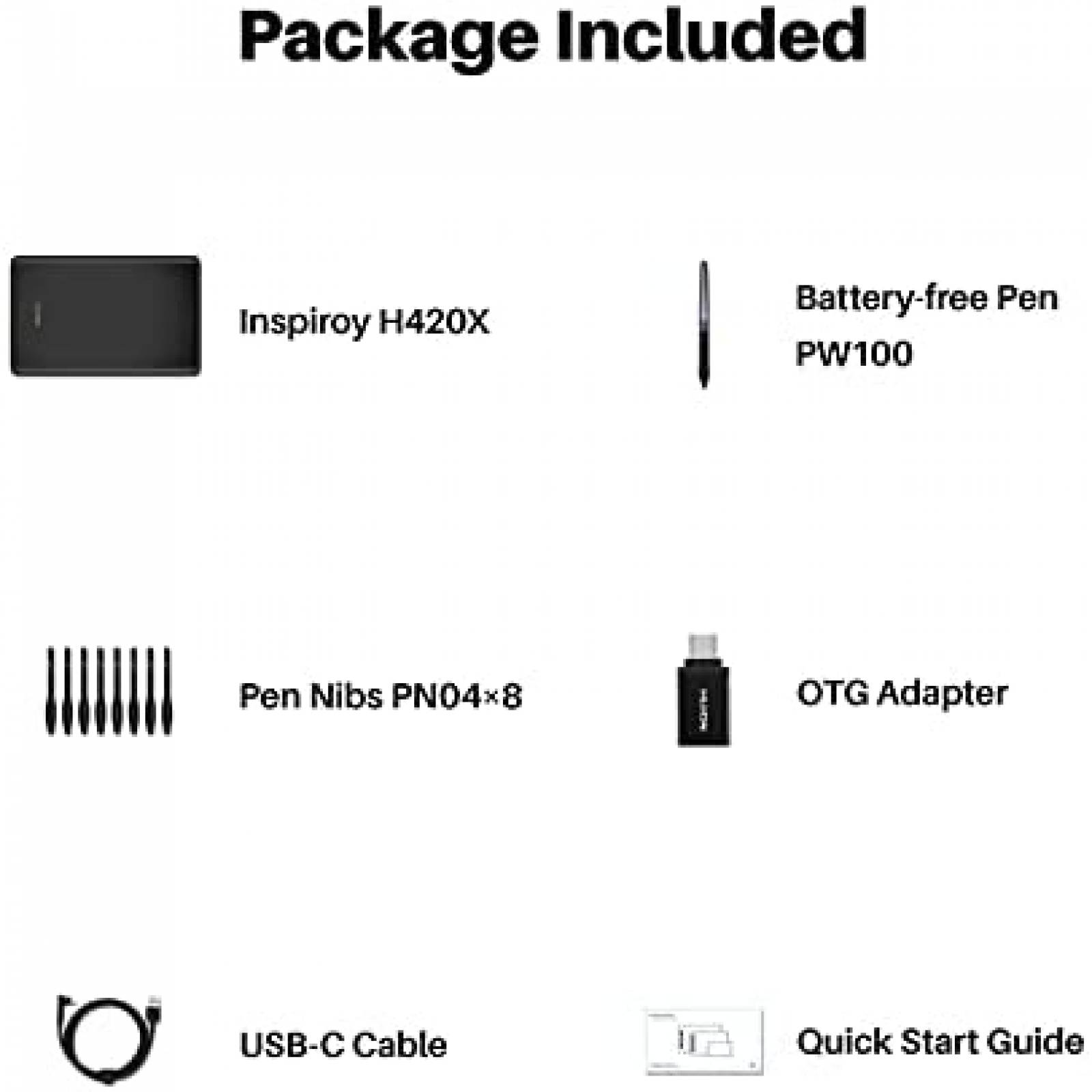 Tableta Grafica HUION H420X USB C de ''4.17x2.6'' -Negro