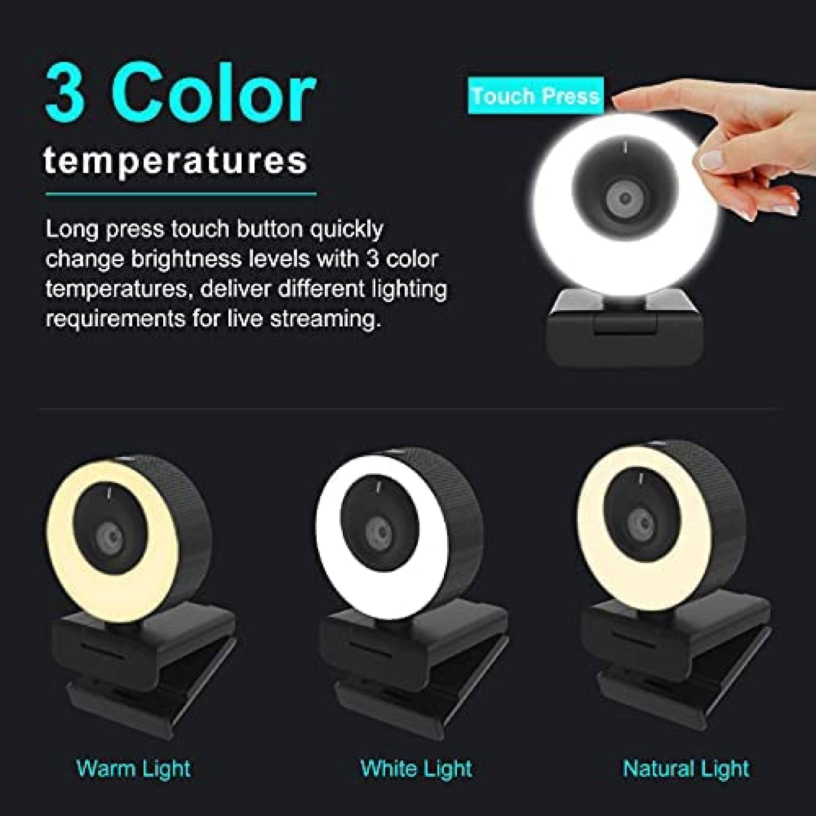 Webcam Coship Ajustable con Microfono 1080P 60FPS -Negro