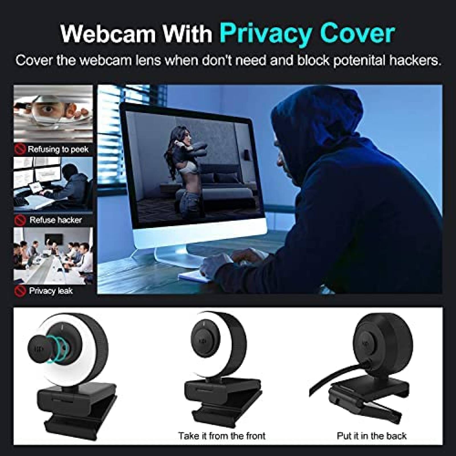 Webcam Coship Ajustable con Microfono 1080P 60FPS -Negro