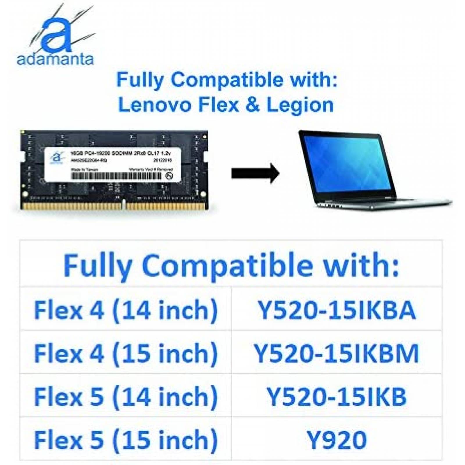 Memoria RAM Adamanta 16GB para Lenovo Flex o IdeaCentre