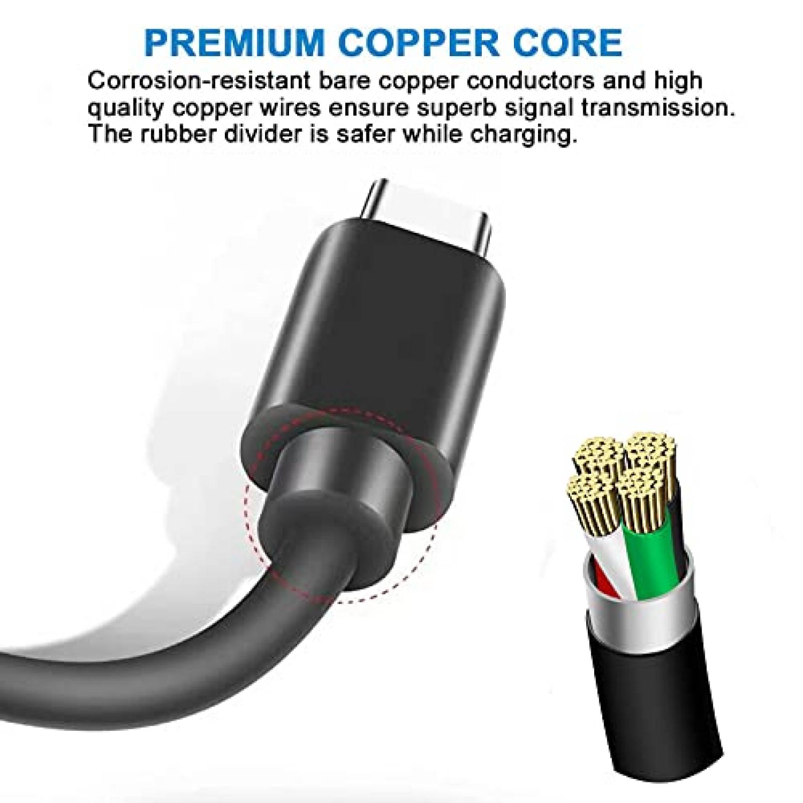 Cable USB YCWZZH USB A a Micro USB de 5 Pies -Negro