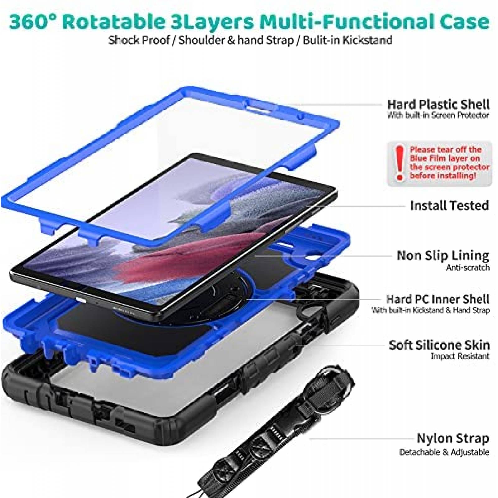 Kit Funda Blosomeet para Tab A7 con Protector de Pantalla