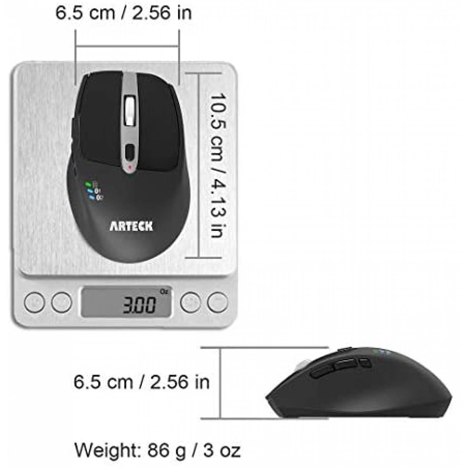 Mouse Arteck inalambrico con Bluetooth con receptor USB