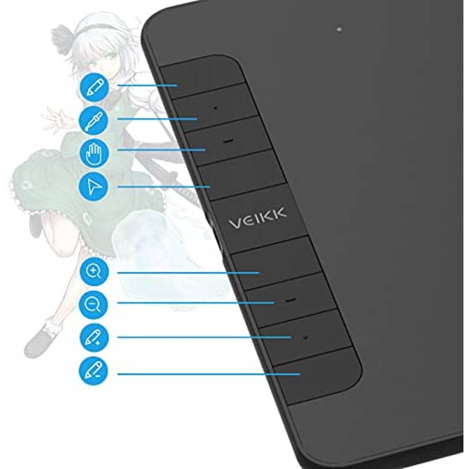 Tableta Grafica VEIKK VK1060 de 10'' x 6'' 8 Teclas -Negro