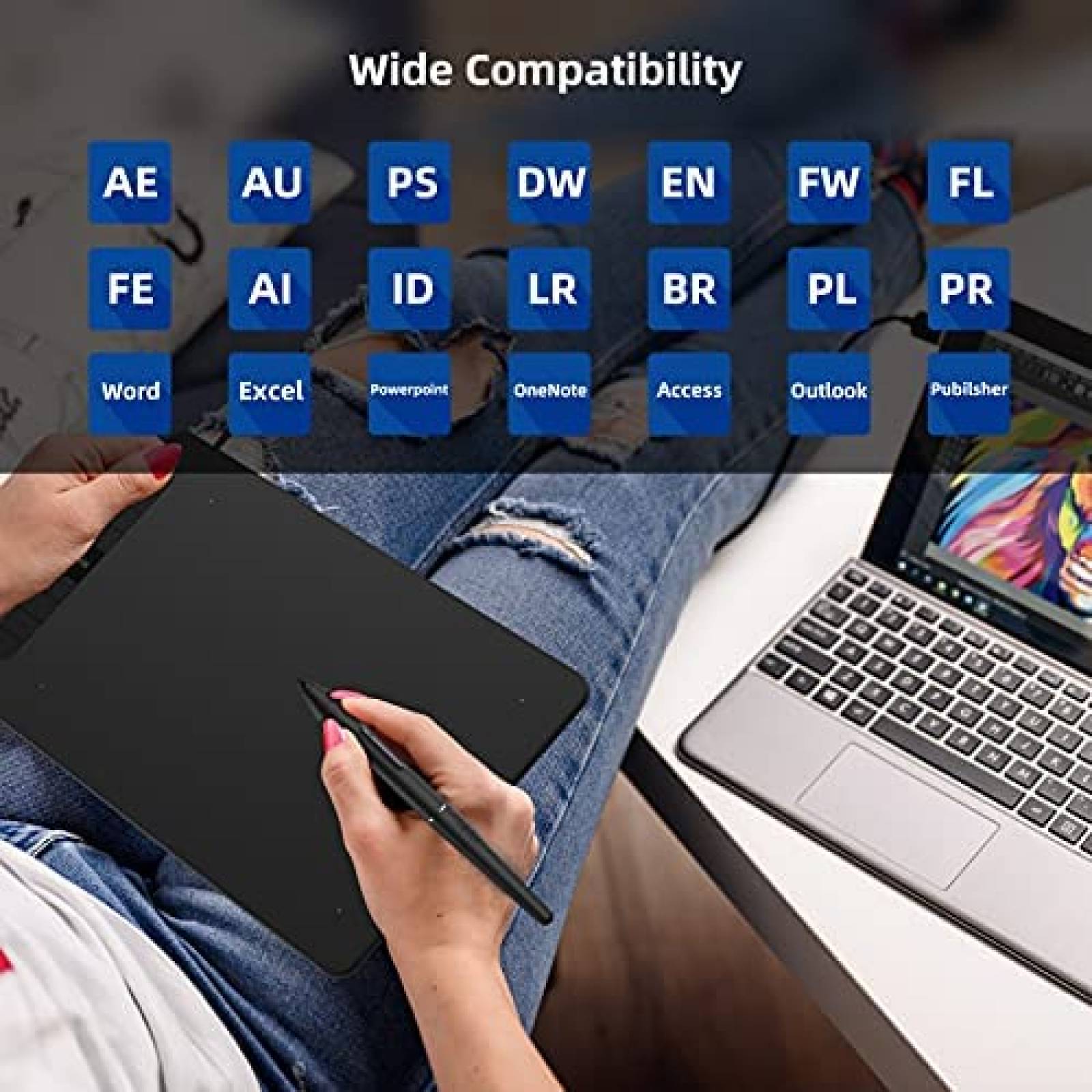 Tableta Grafica VEIKK VK1060 de 10'' x 6'' 8 Teclas -Negro