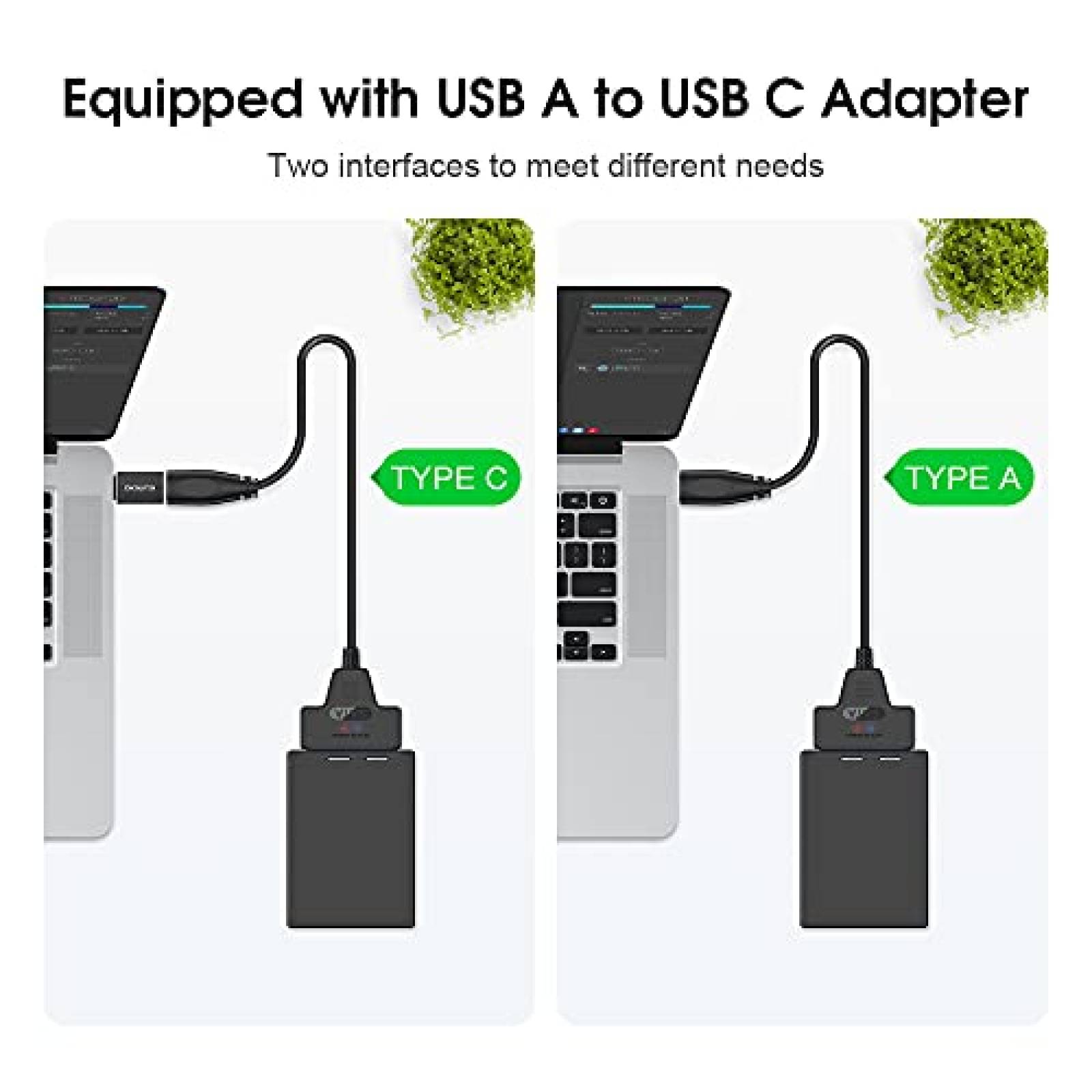 Cable SATA a USB con USB C ELUTENG 2.5" de 22-pin -Negro