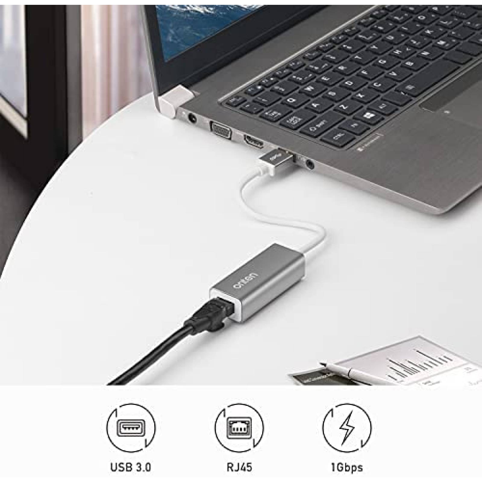 Adaptador Ethernet USB a 10/100/1000 Gigabit Lan -Gris