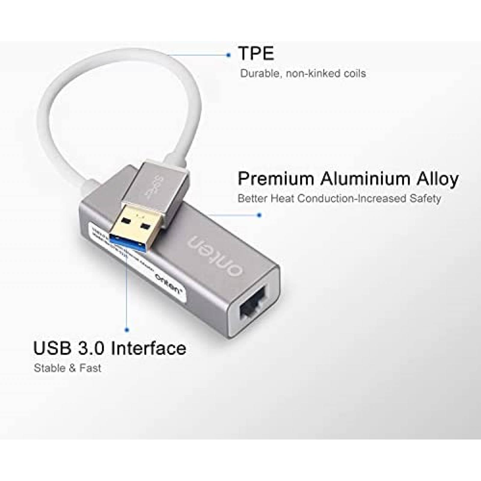 Adaptador Ethernet USB a 10/100/1000 Gigabit Lan -Gris