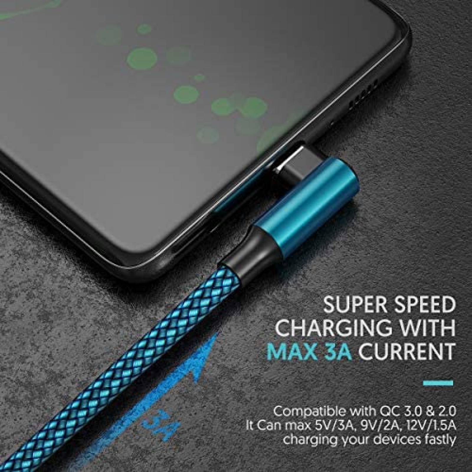 Cable tipo C geekboy Paquete de 2 10ft carga rapida -Azul