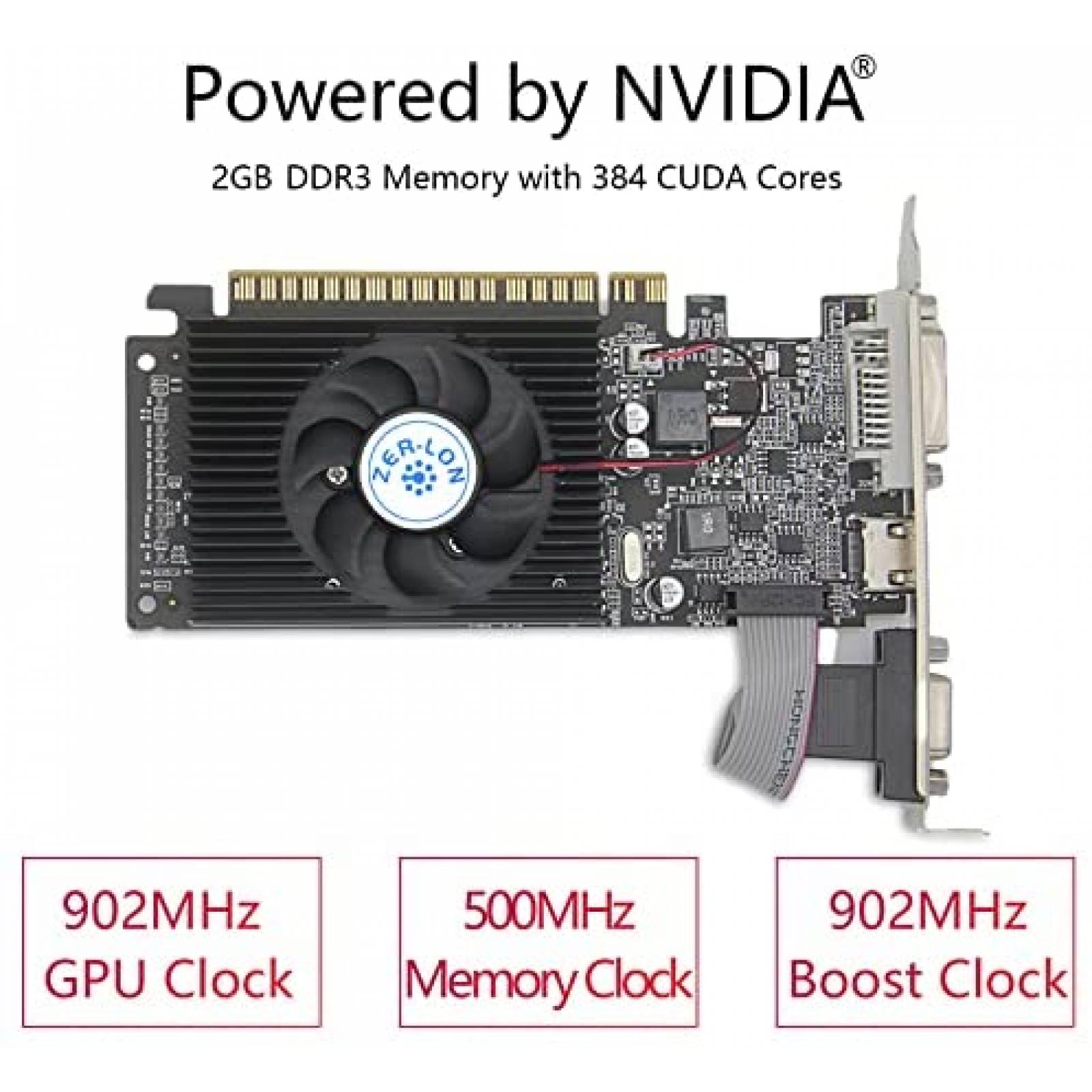 Tarjeta Grafica ZERLON NVIDIA GT 730 4GB 128Bit DDR3 PCIex16