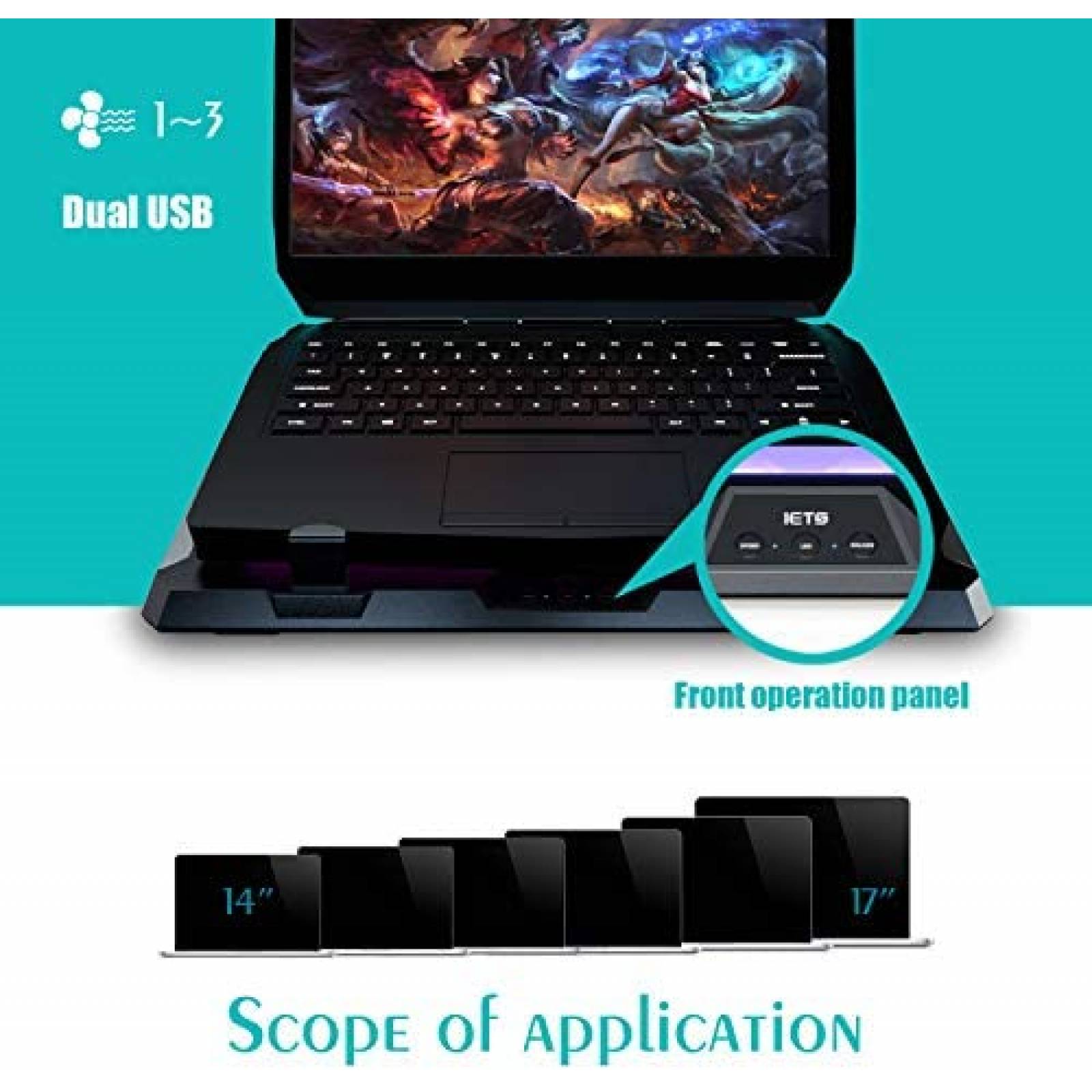 Base de Enfriamiento IETS GT300 Para Laptop 14"-17" -Morado