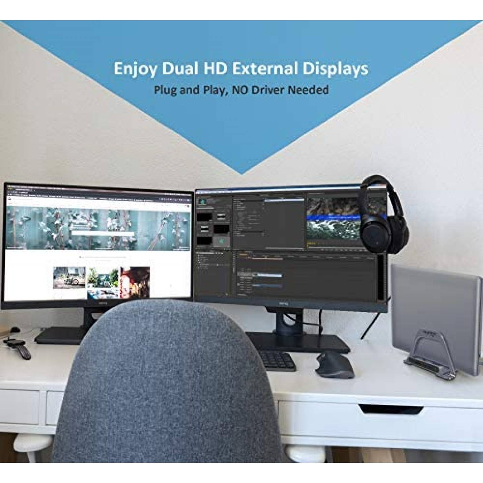 Estacion acoplamiento laptop 4URPC a monitor USB C -Negro