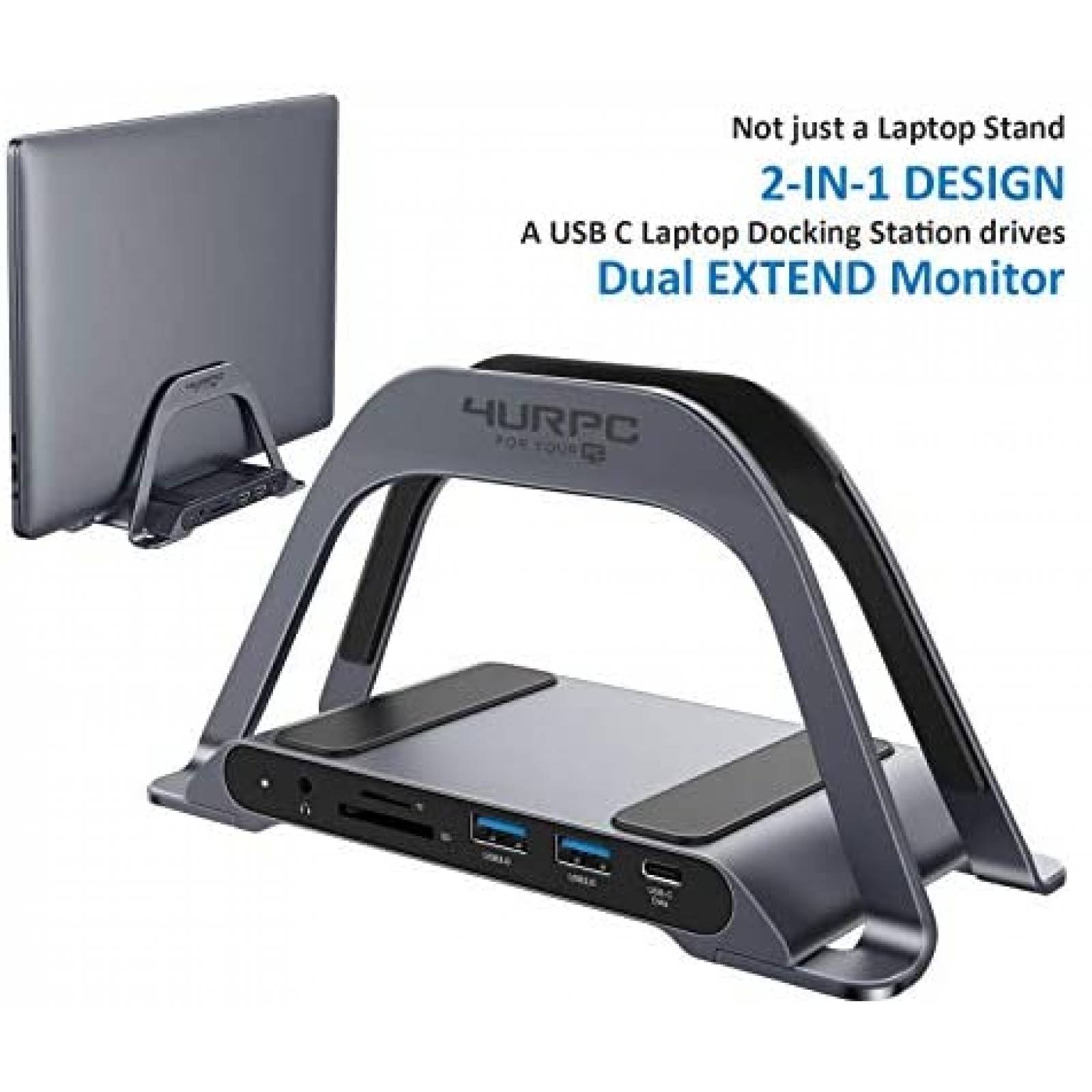 Estacion acoplamiento laptop 4URPC a monitor USB C -Negro